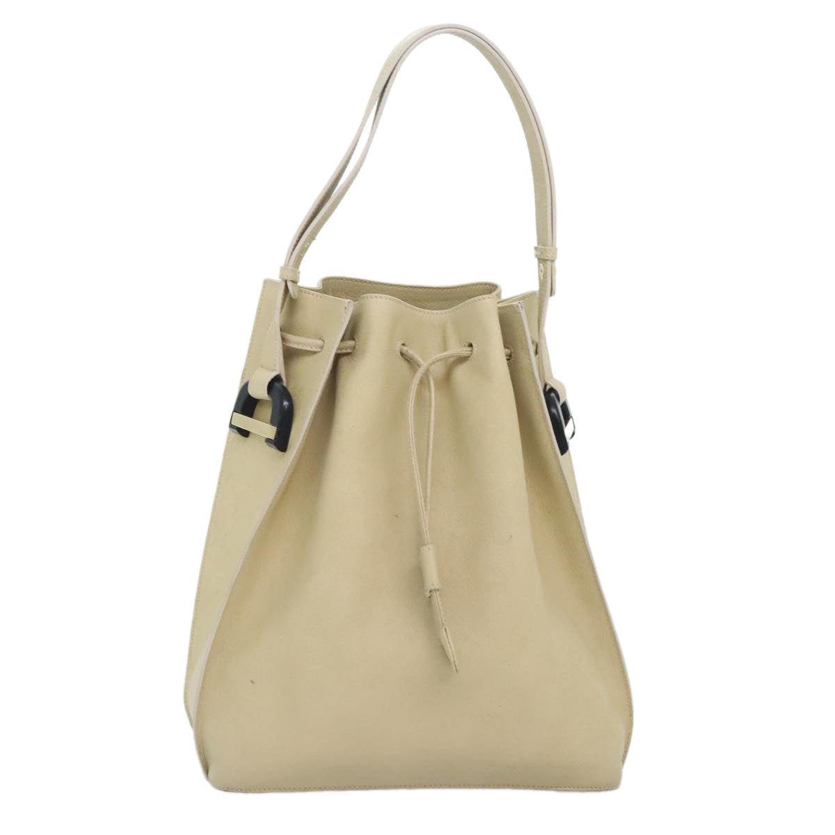 GUCCI Hand Bag Leather Beige Gold Auth yk15237