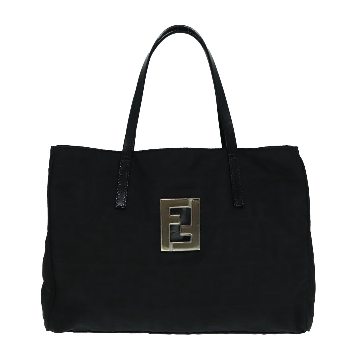 FENDI Zucca Canvas Hand Bag Silver Black Auth yk15243