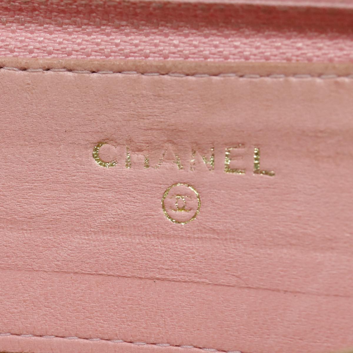 CHANEL COCO Mark Wallet Caviar Skin Pink Gold CC Auth yk15247