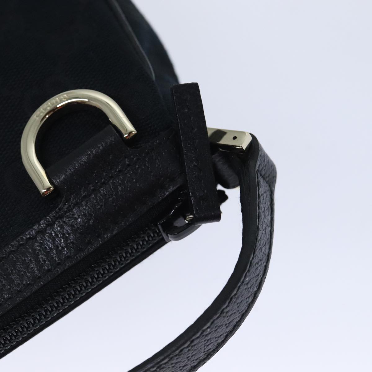 GUCCI GG Canvas Abbey Hand Bag Black Gold 145750 Auth yk15248A