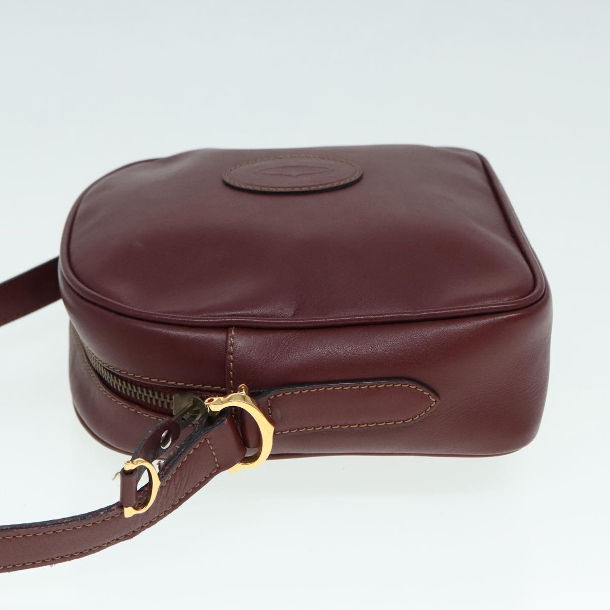 CARTIER Shoulder Bag Leather Bordeaux Auth yk15260