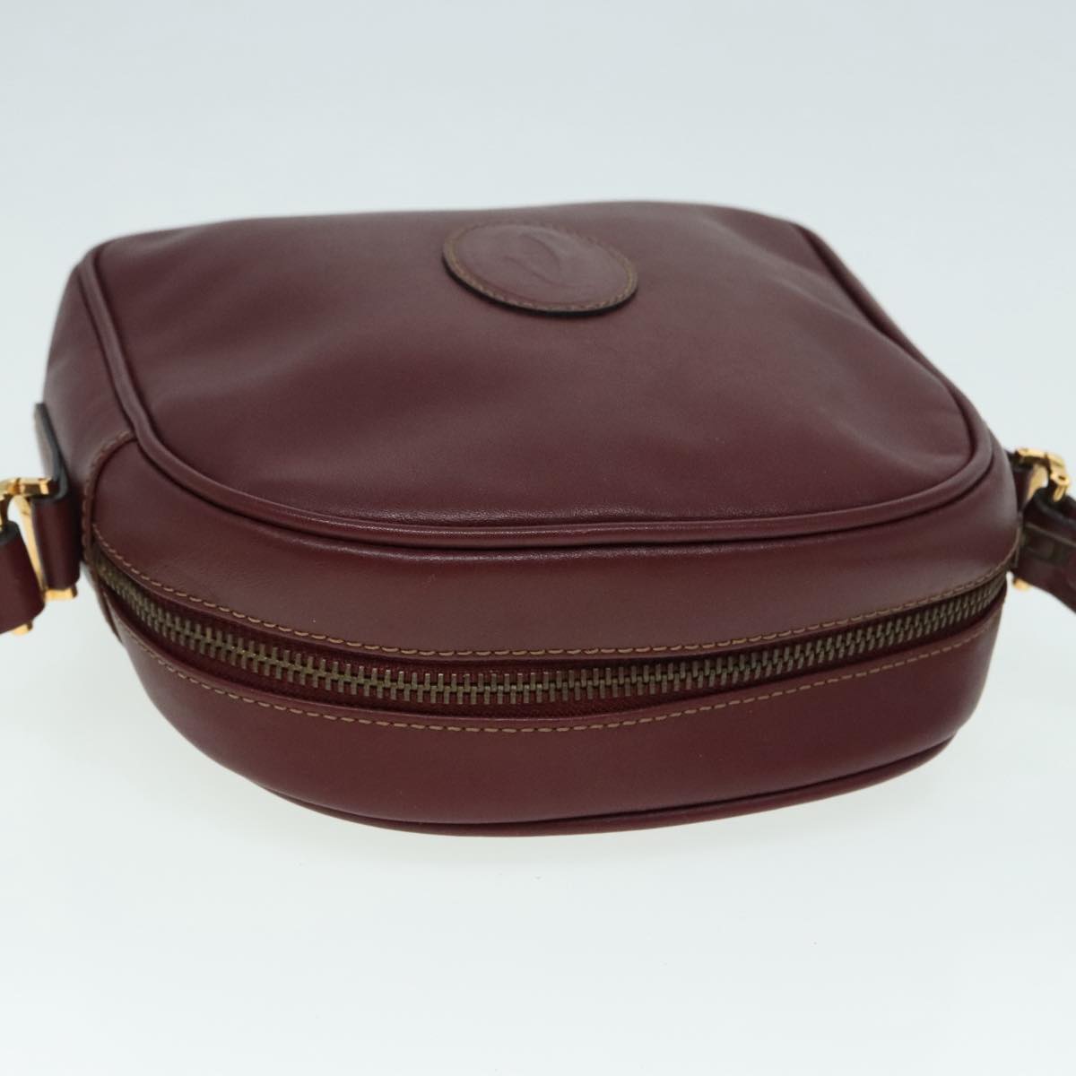 CARTIER Shoulder Bag Leather Bordeaux Auth yk15260