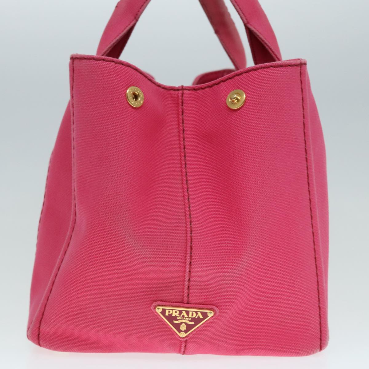 PRADA Canapa MM Hand Bag Canvas Pink Gold Auth yk15280