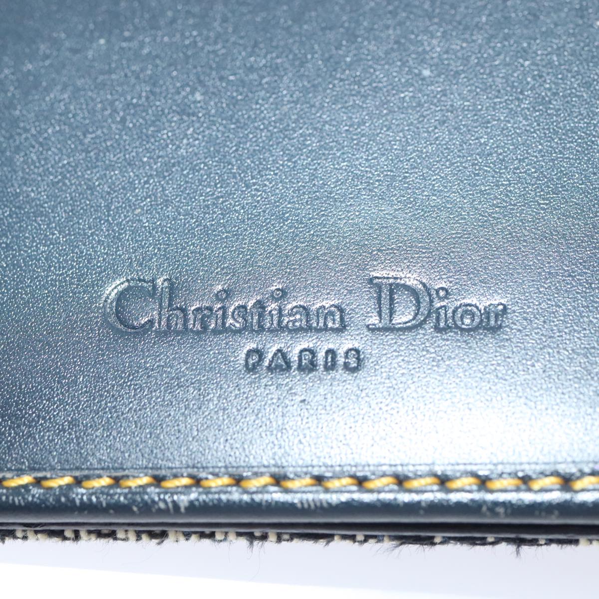 Christian Dior Trotter Canvas Wallet Navy Gold Auth yk15286