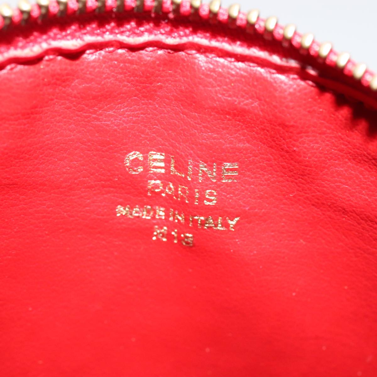 CELINE Pouch Leather Red Auth yk15291