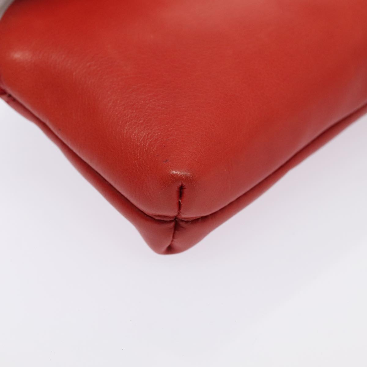 CELINE Pouch Leather Red Auth yk15291