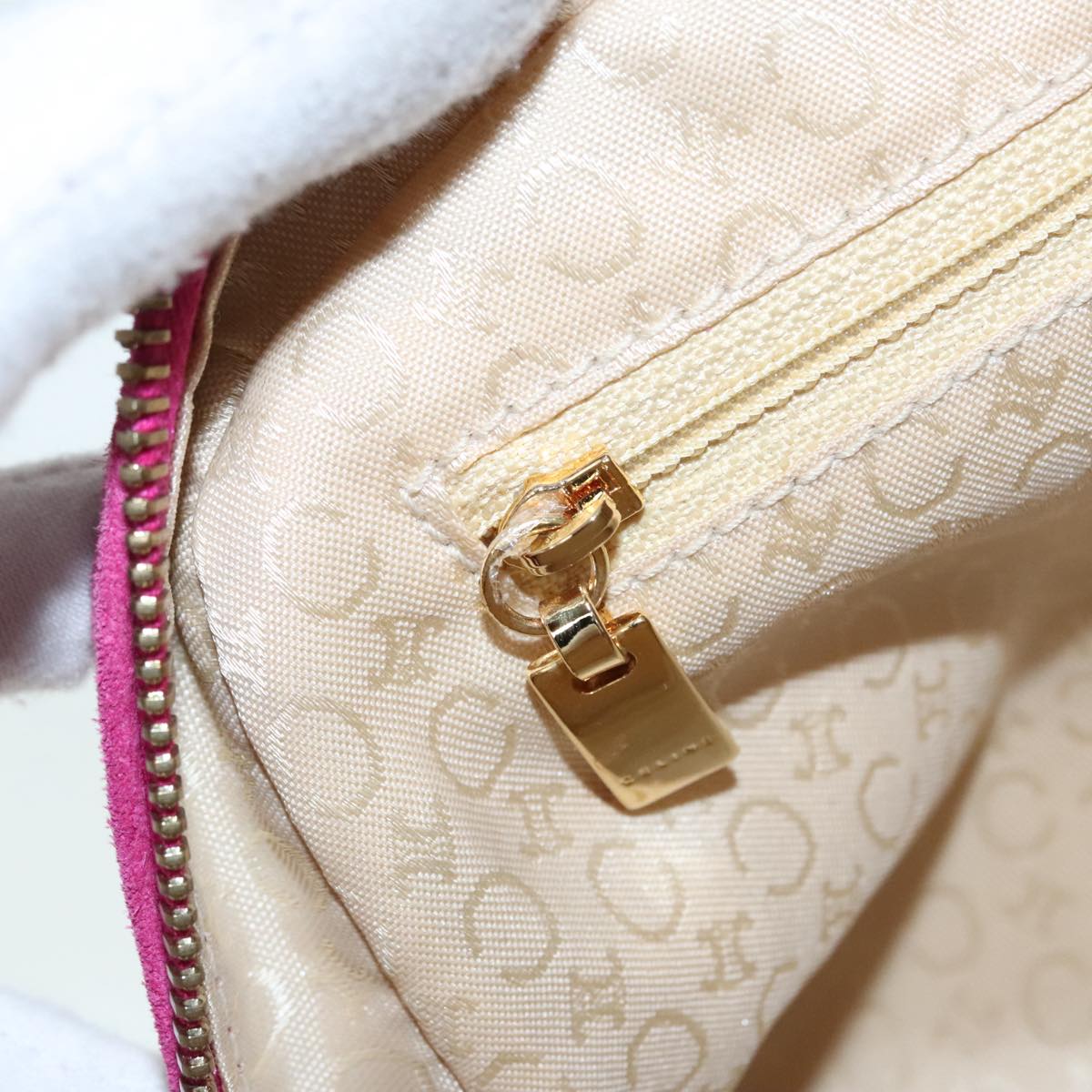 CELINE C Macadam Canvas Hand Bag Pink Gold Auth yk15305