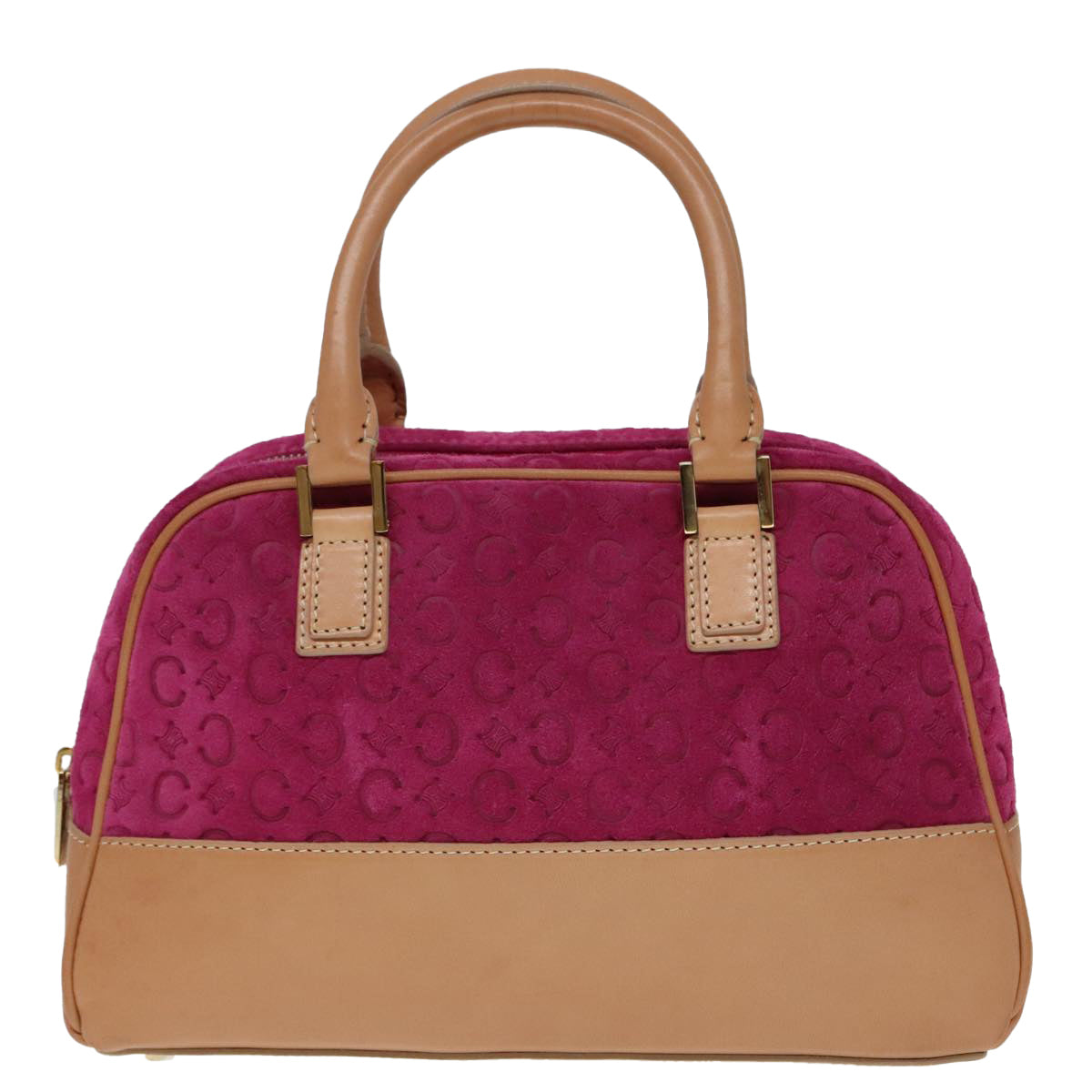 CELINE C Macadam Canvas Hand Bag Pink Gold Auth yk15305