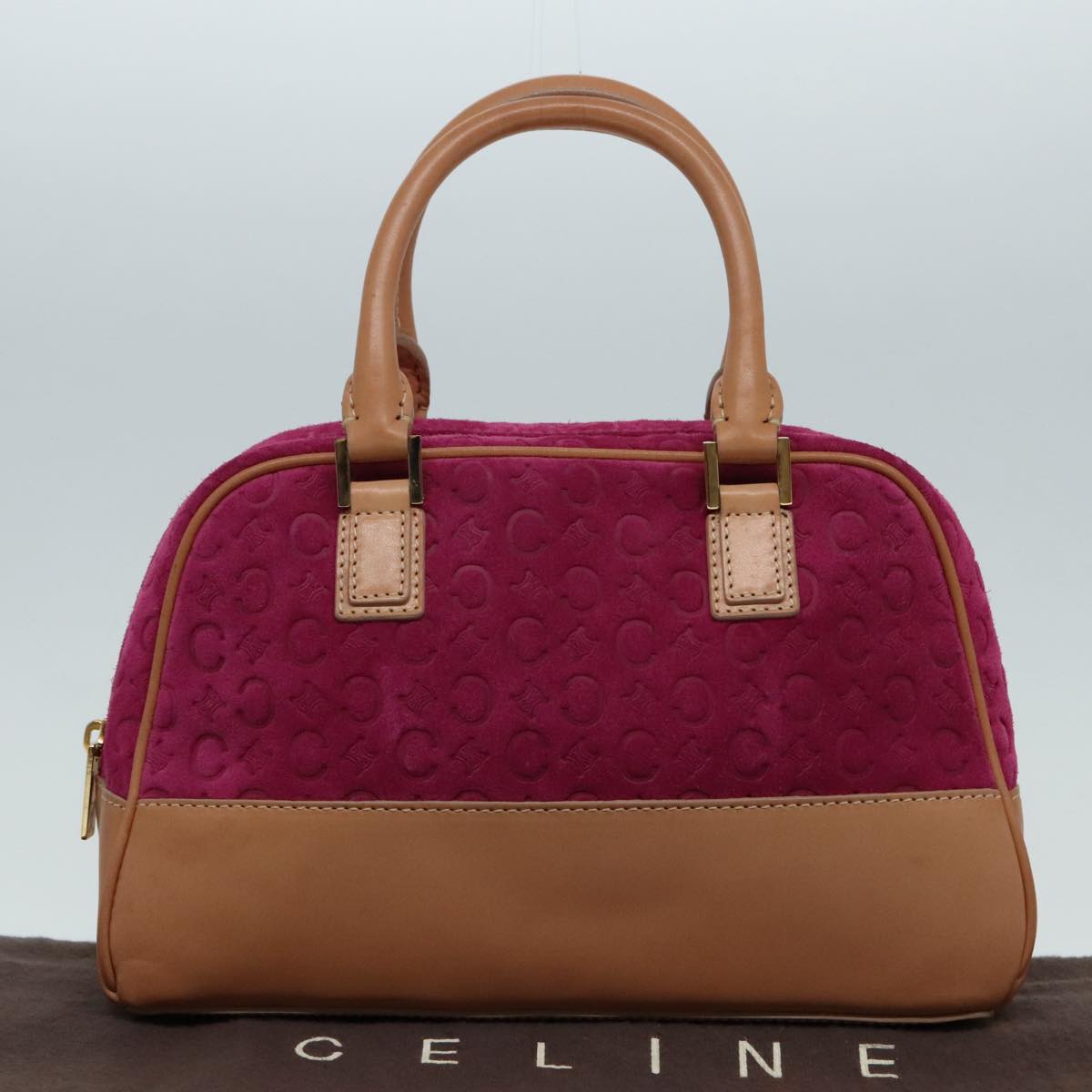 CELINE C Macadam Canvas Hand Bag Pink Gold Auth yk15305