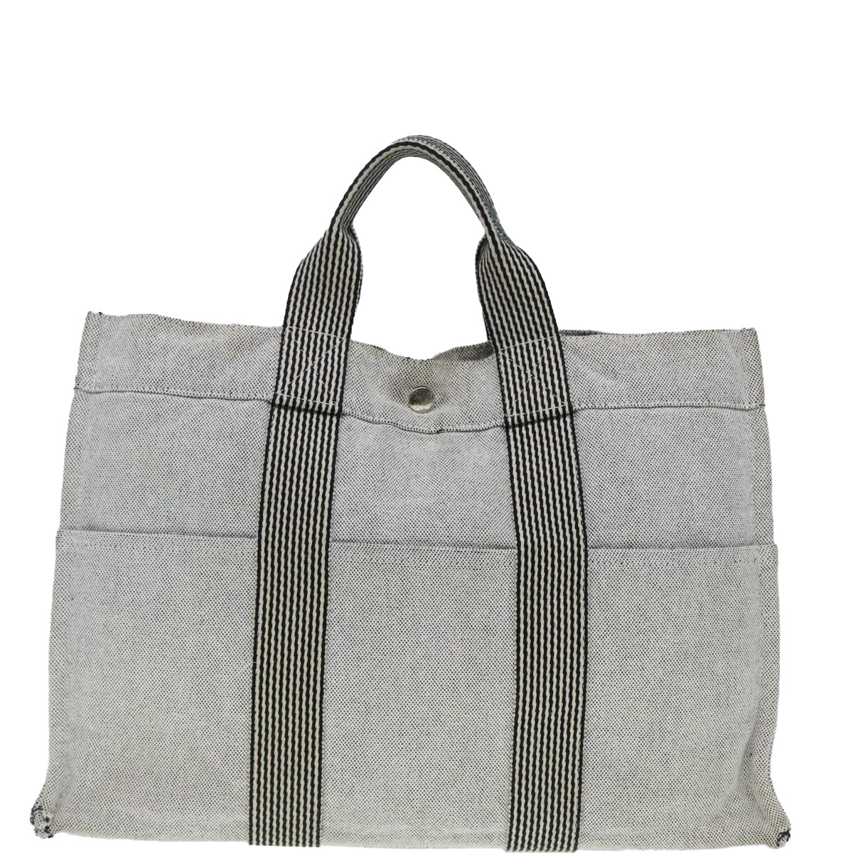 HERMES New Fourre Tout MM Hand Bag Canvas Gray Silver Auth yk15308