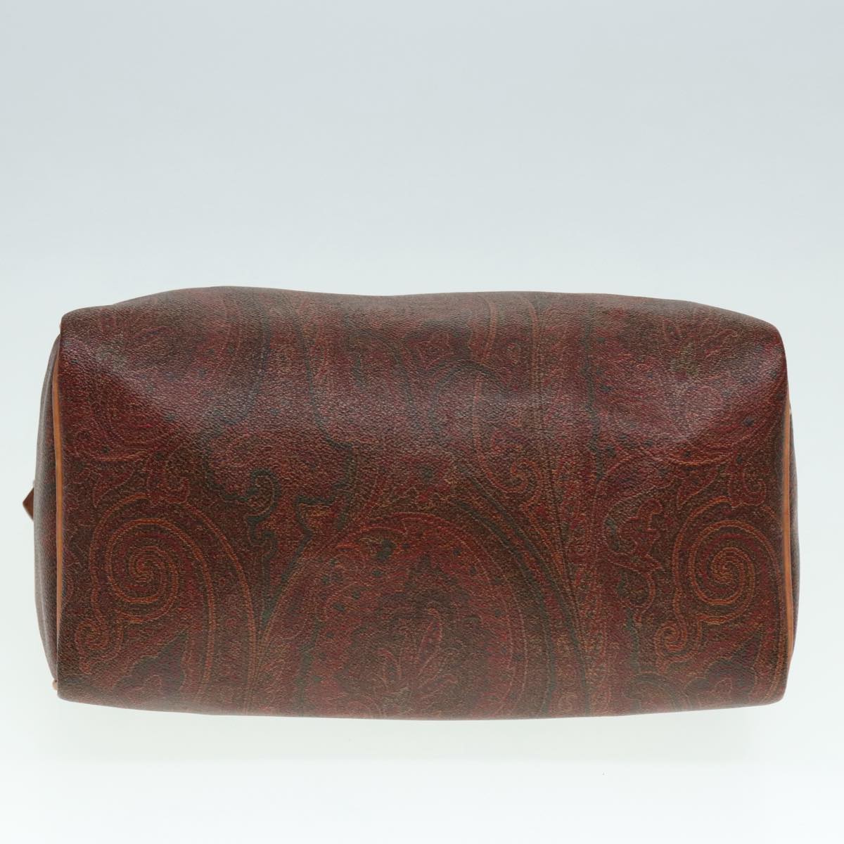 ETRO Paisley Hand Bag Leather Brown Auth yk15314