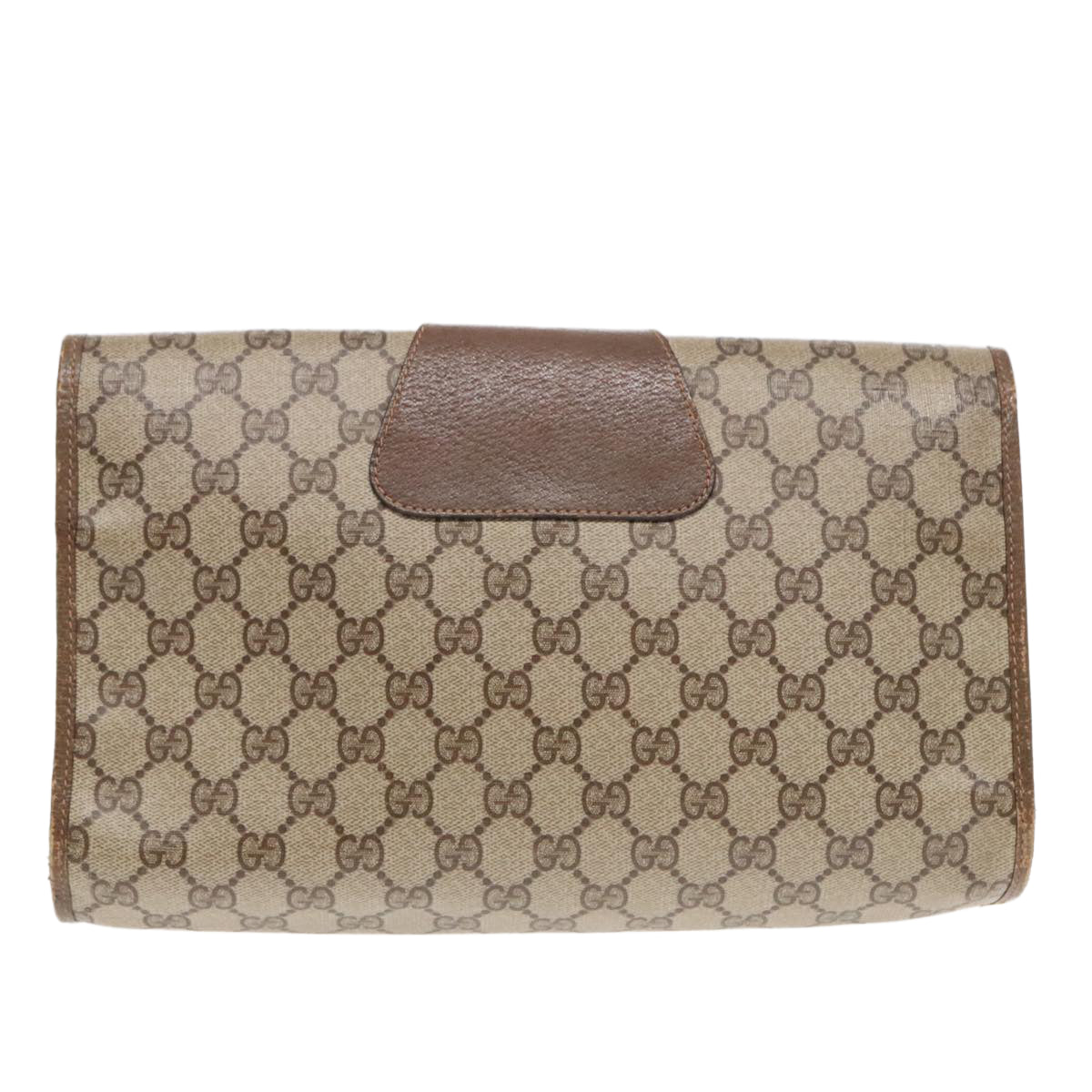GUCCI GG Supreme Web Sherry Line Clutch Bag PVC Beige 156 01 031 Auth yk15347