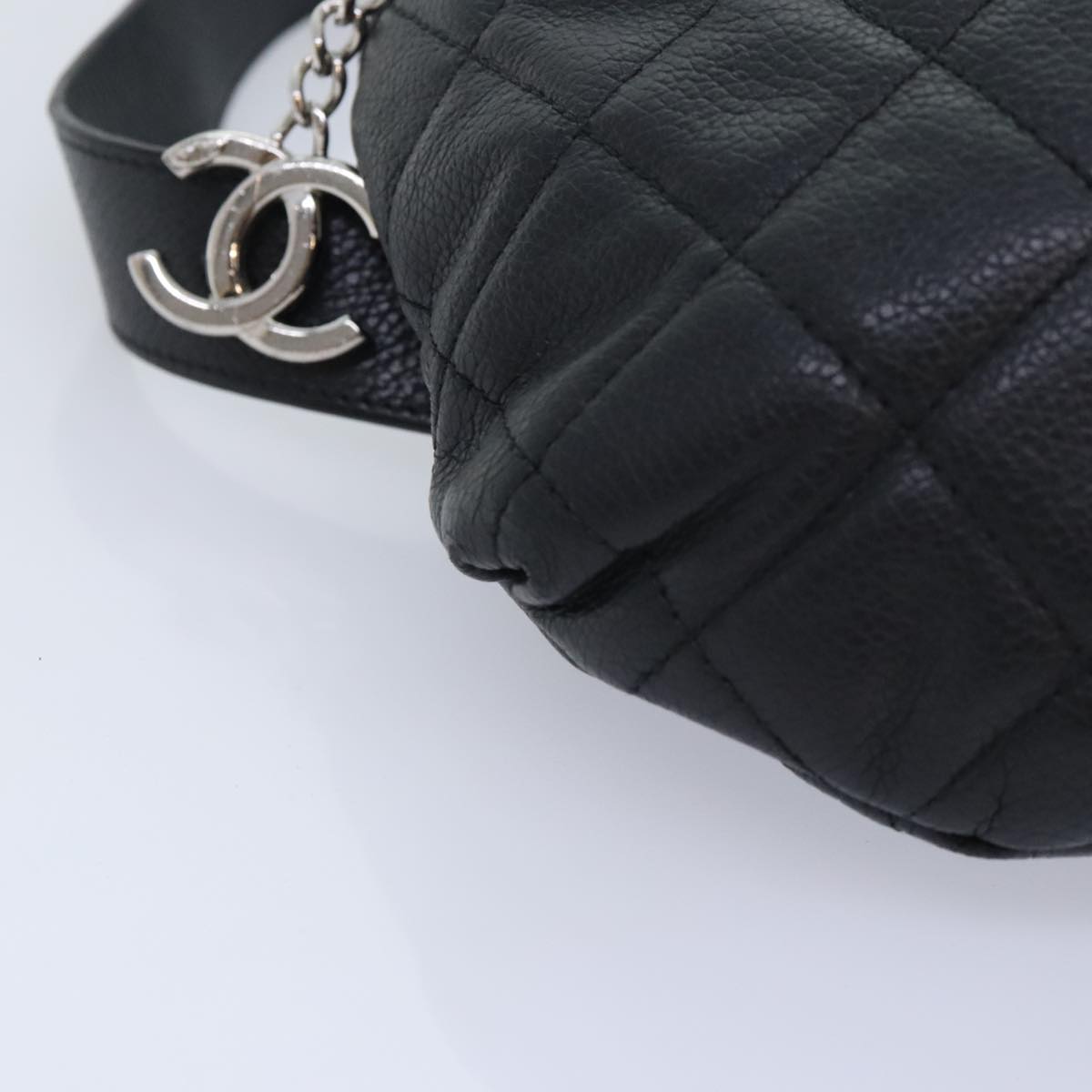 CHANEL Matelasse Waist bag Caviar Skin Black Silver CC Auth yk15369