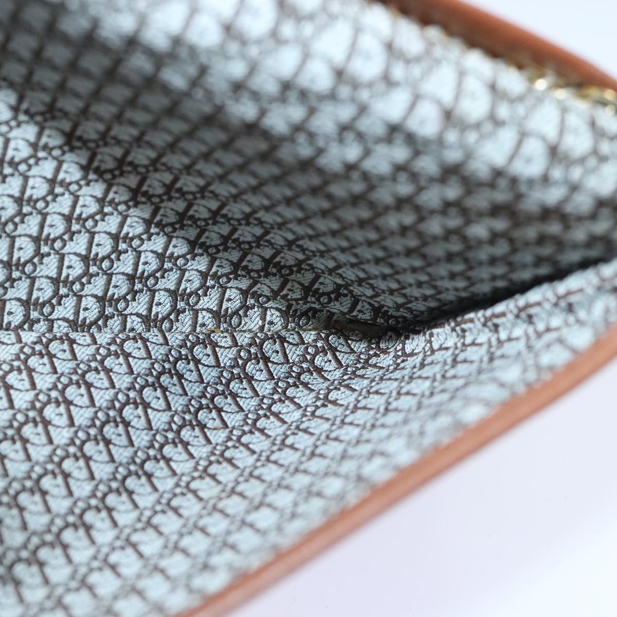 Christian Dior Chain Shoulder Bag Leather Brown Auth yk15370