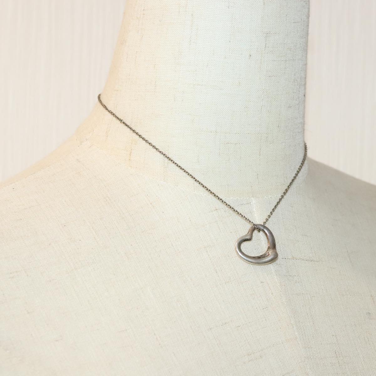 TIFFANY&Co. Open heart Necklace Ag925 Silver Auth yk15371