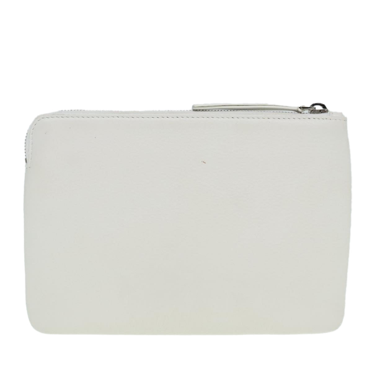 BALENCIAGA Everyday Pouch M Leather White Silver 492465 Auth yk15384