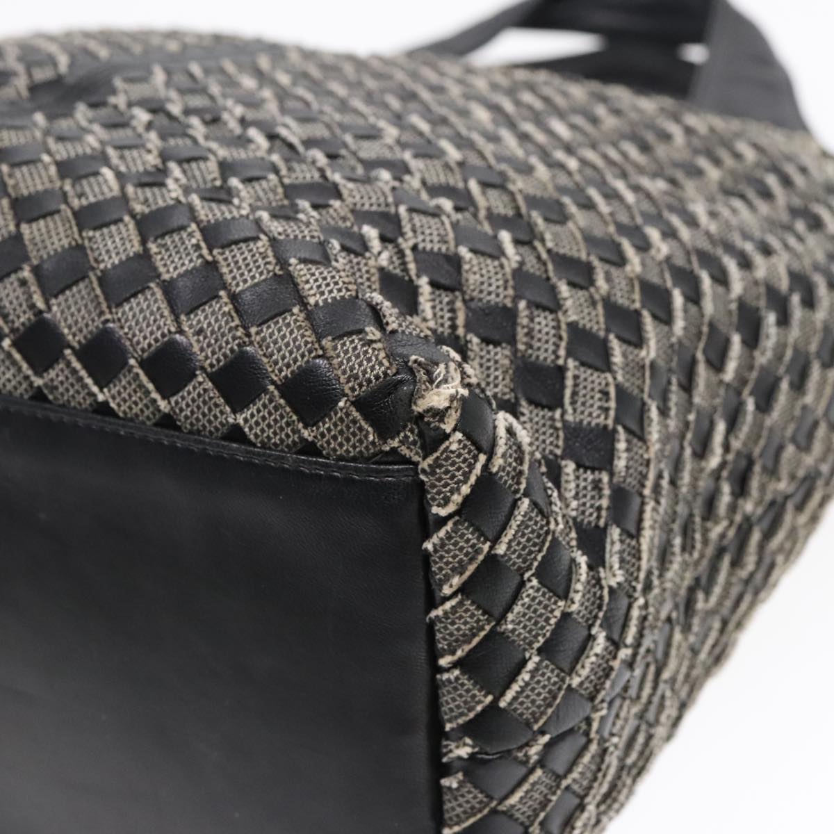 BOTTEGAVENETA INTRECCIATO Tote Bag Leather Black Auth yk15393