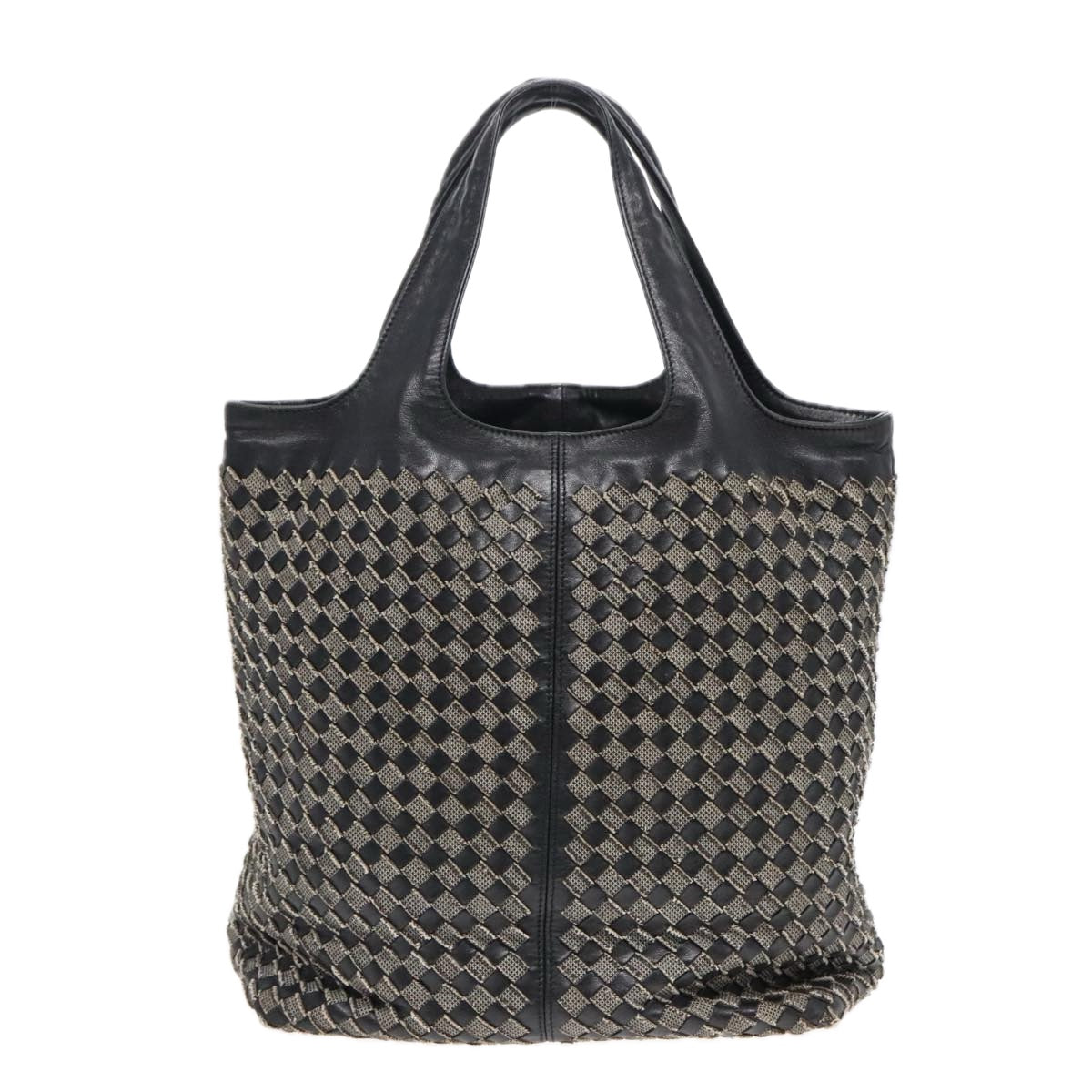 BOTTEGAVENETA INTRECCIATO Tote Bag Leather Black Auth yk15393