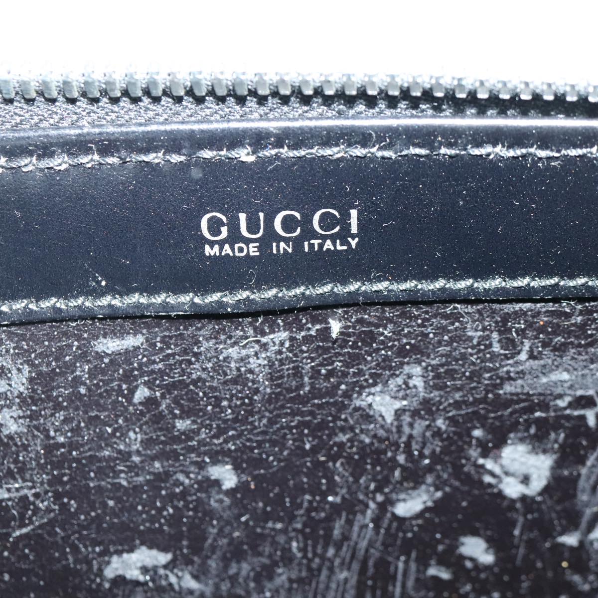 GUCCI Pouch Leather Black Silver Auth yk15398