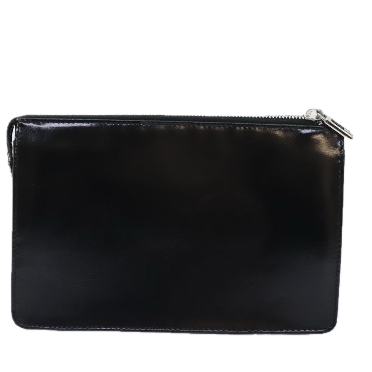 GUCCI Pouch Leather Black Silver Auth yk15398