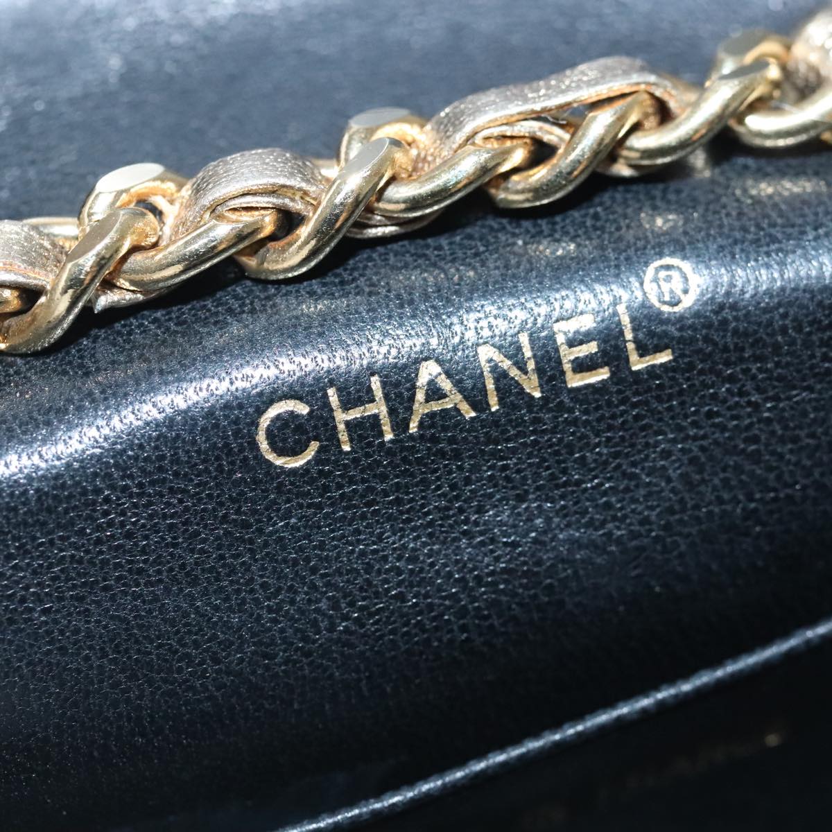 CHANEL Mini Mini Matelasse Chain Pouch Lamb Skin Gold CC Auth yk15423