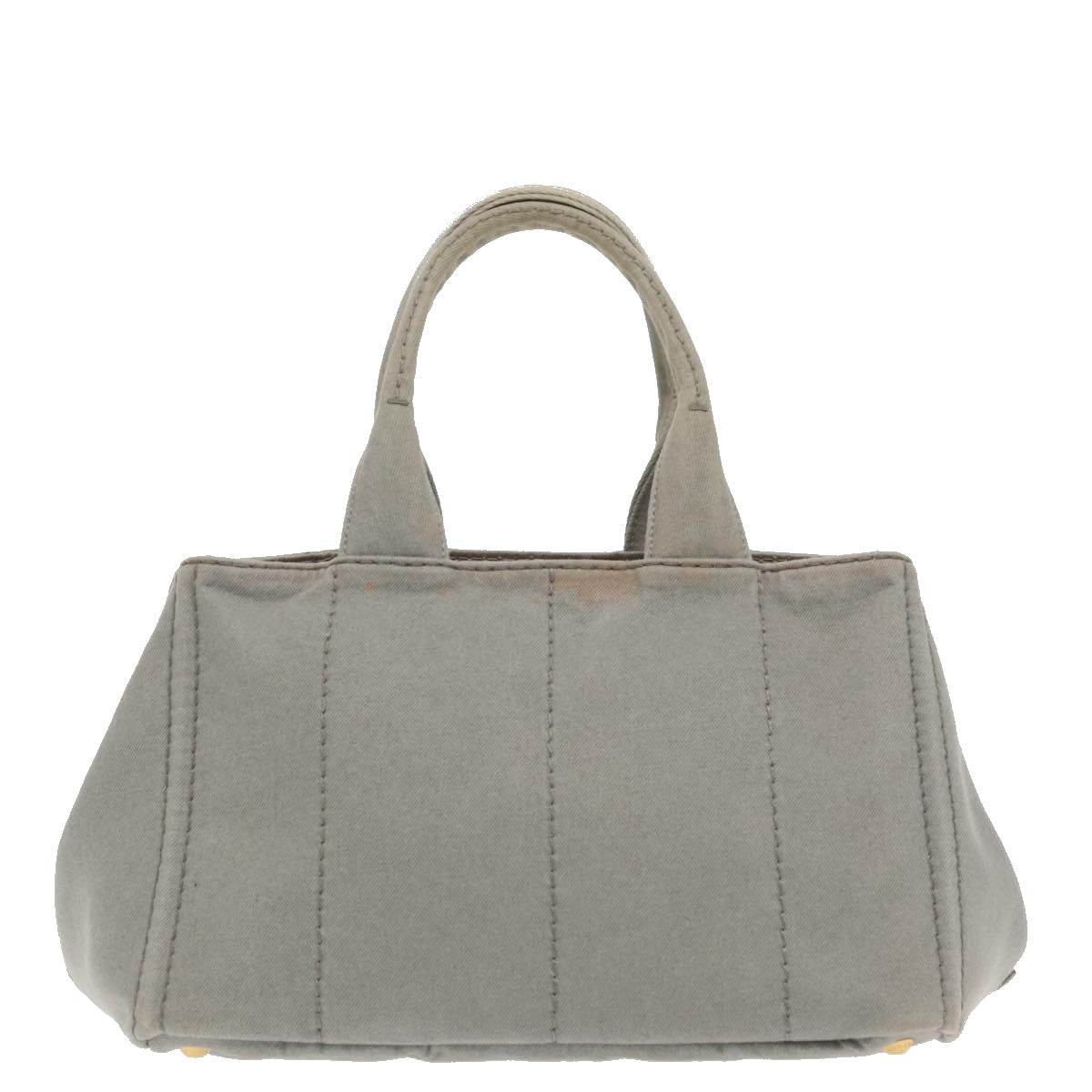 PRADA Canapa MM Hand Bag Denim Gray Gold Auth yk15444