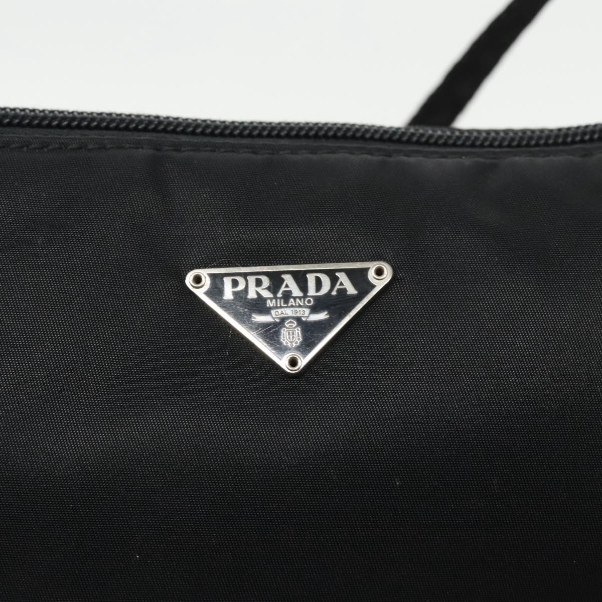 PRADA Accessory Pouch Nylon Black Silver Auth yk15480