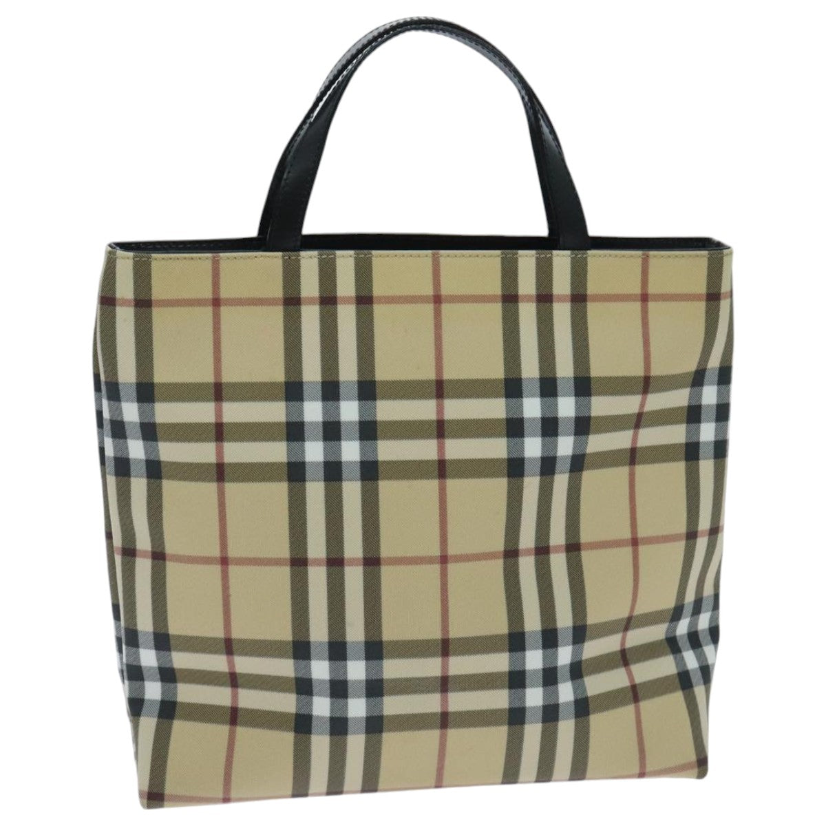 BURBERRY Nova Check Hand Bag Beige Black Auth yk15505