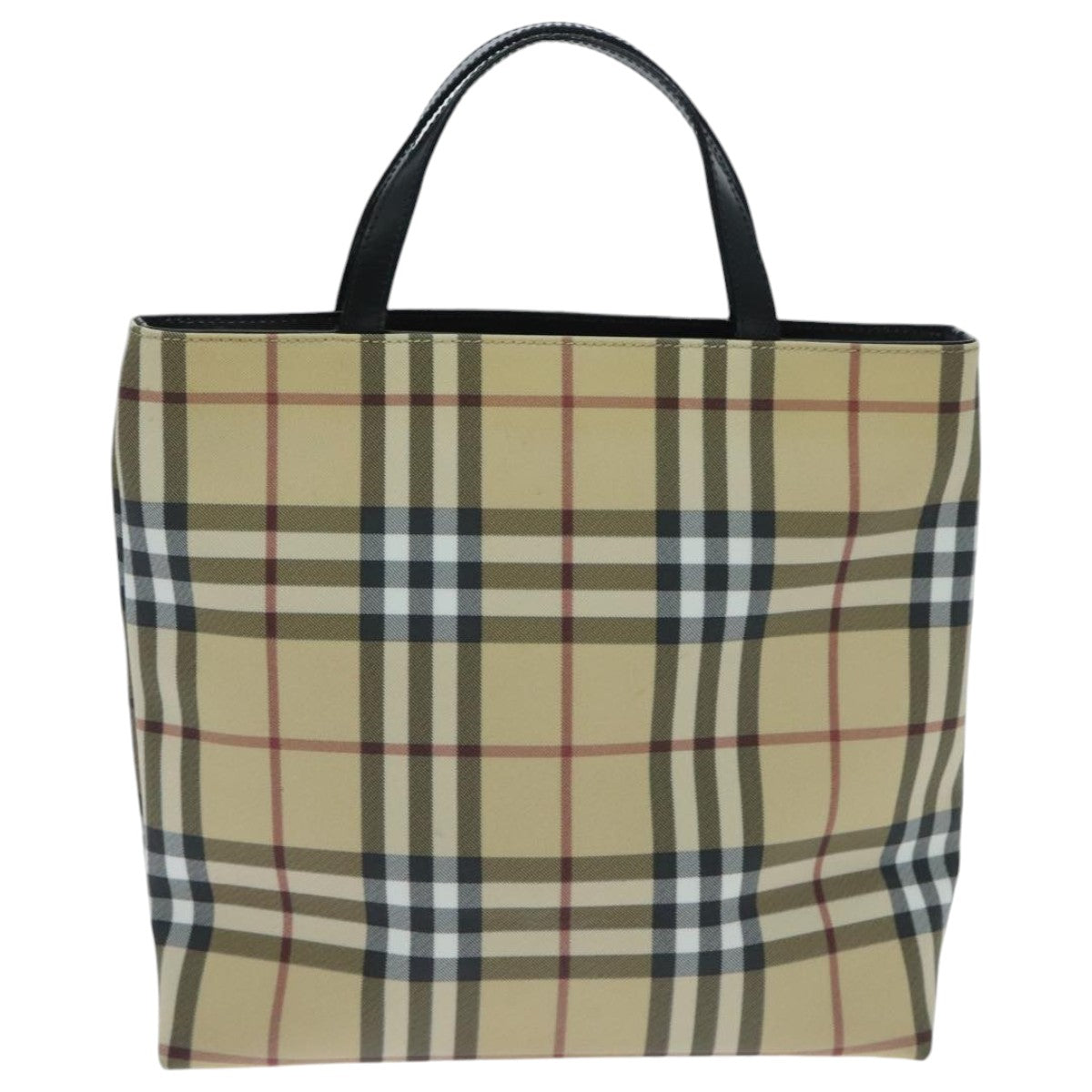 BURBERRY Nova Check Hand Bag Beige Black Auth yk15505