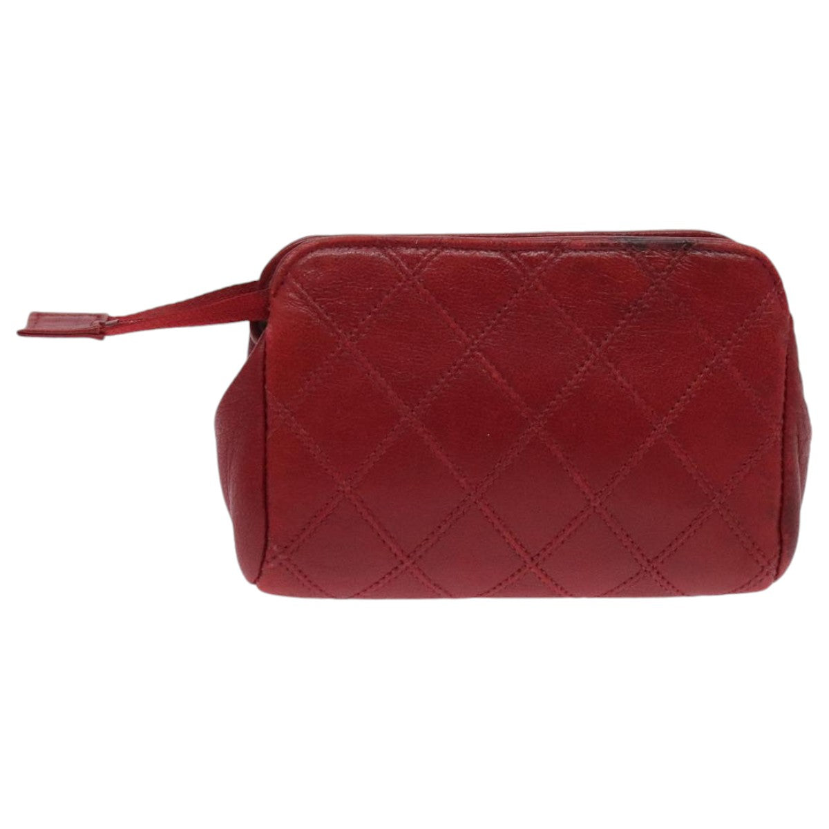 CHANEL Bicolore Pouch Leather Red CC Auth yk15516