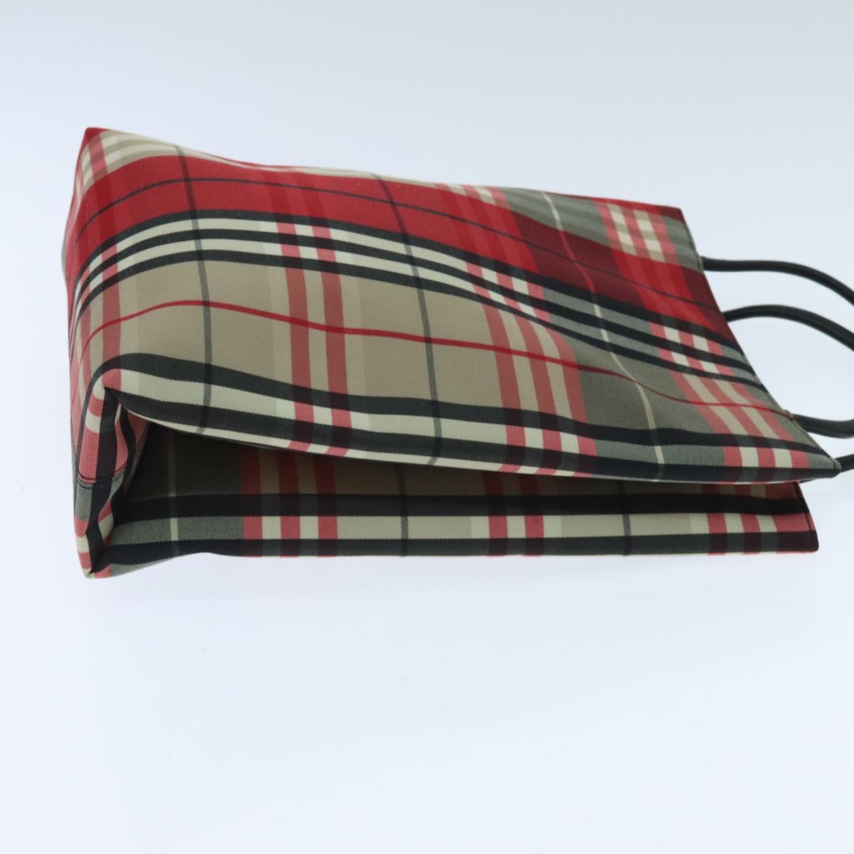 BURBERRY Nova Check Tote Bag Canvas Red Beige Auth yk15526