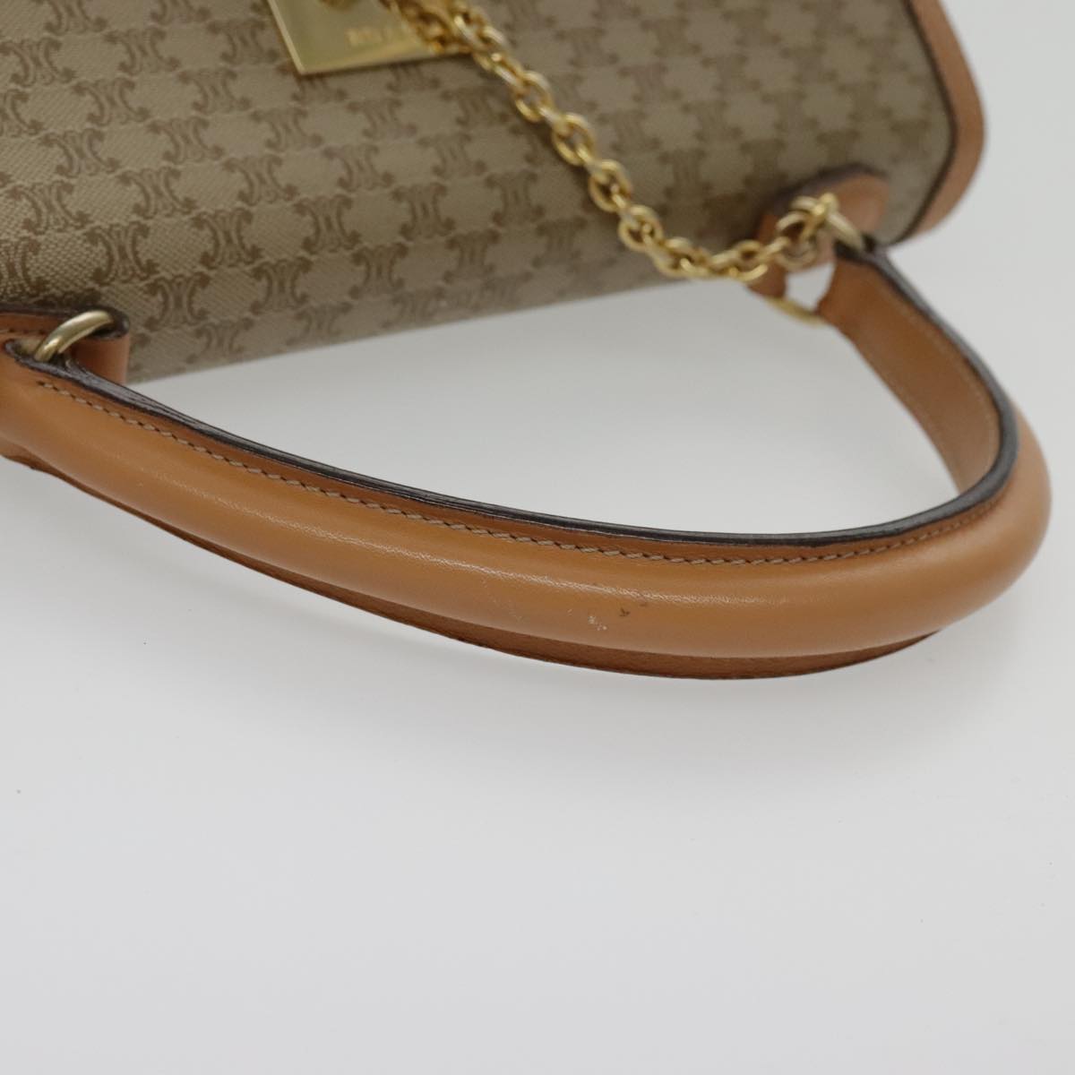 CELINE Macadam Canvas Hand Bag Coated Canvas Beige Auth yk15582