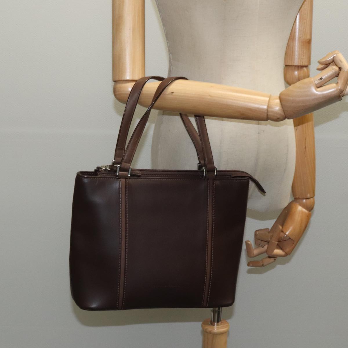 BURBERRY Hand Bag Leather Brown Auth yk15588