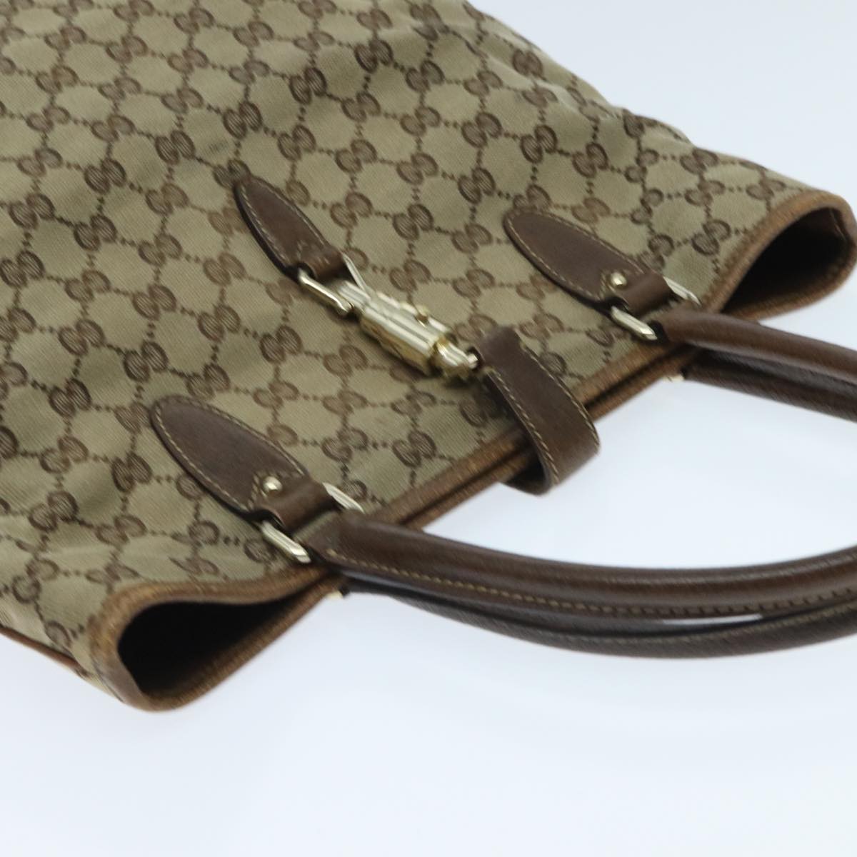 GUCCI GG Canvas Jackie Hand Bag Beige Auth yk15589