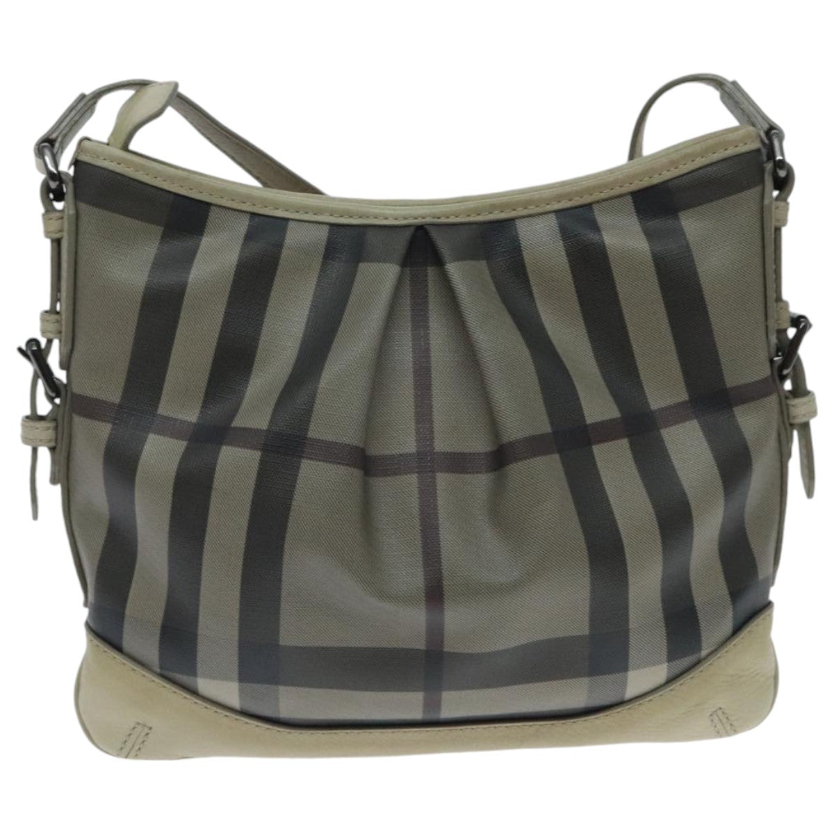 BURBERRY Nova Check Shoulder Bag Coated Canvas Beige Auth yk15593