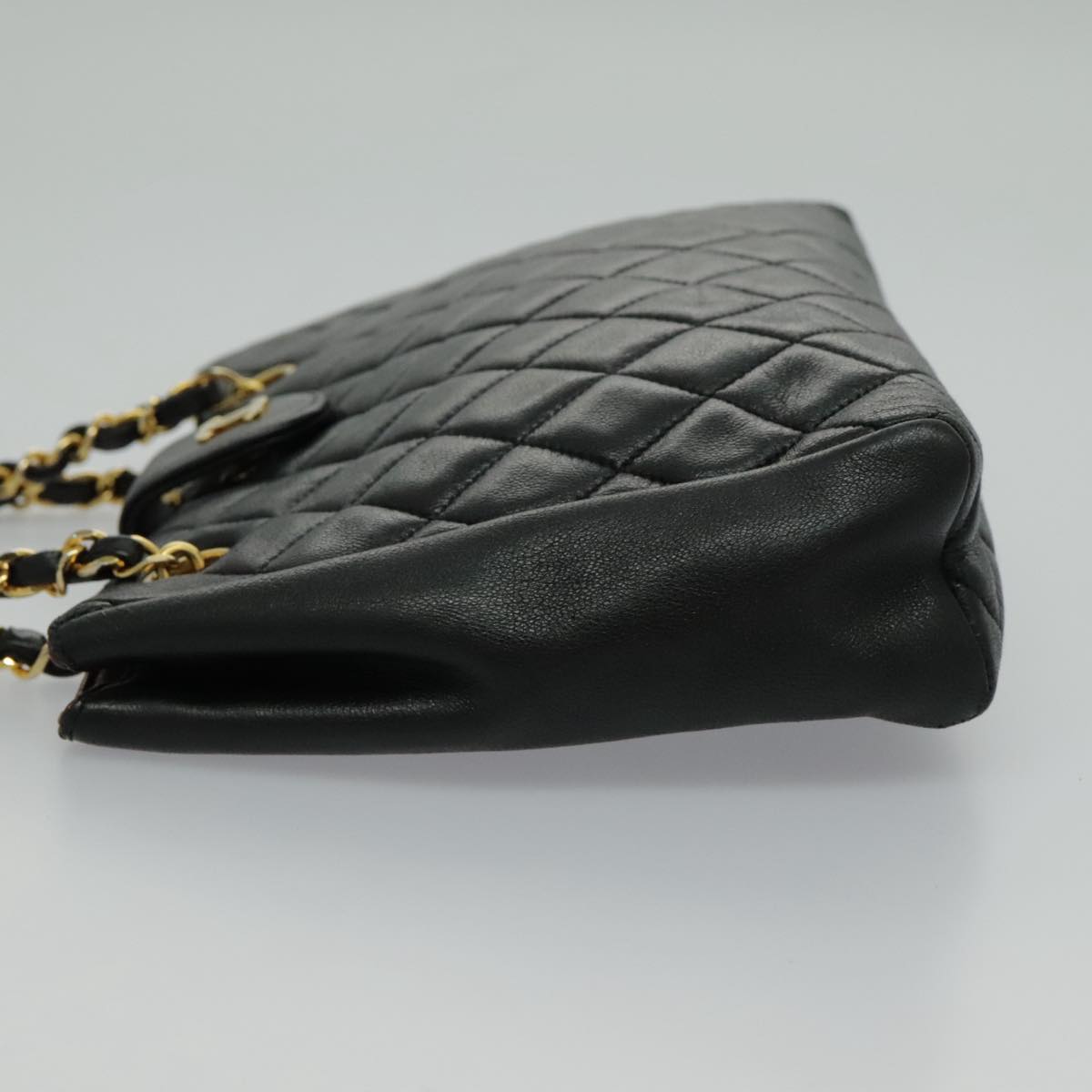 CHANEL Matelasse Chain Shoulder Bag Lamb Skin Black Gold CC Auth yk15615M