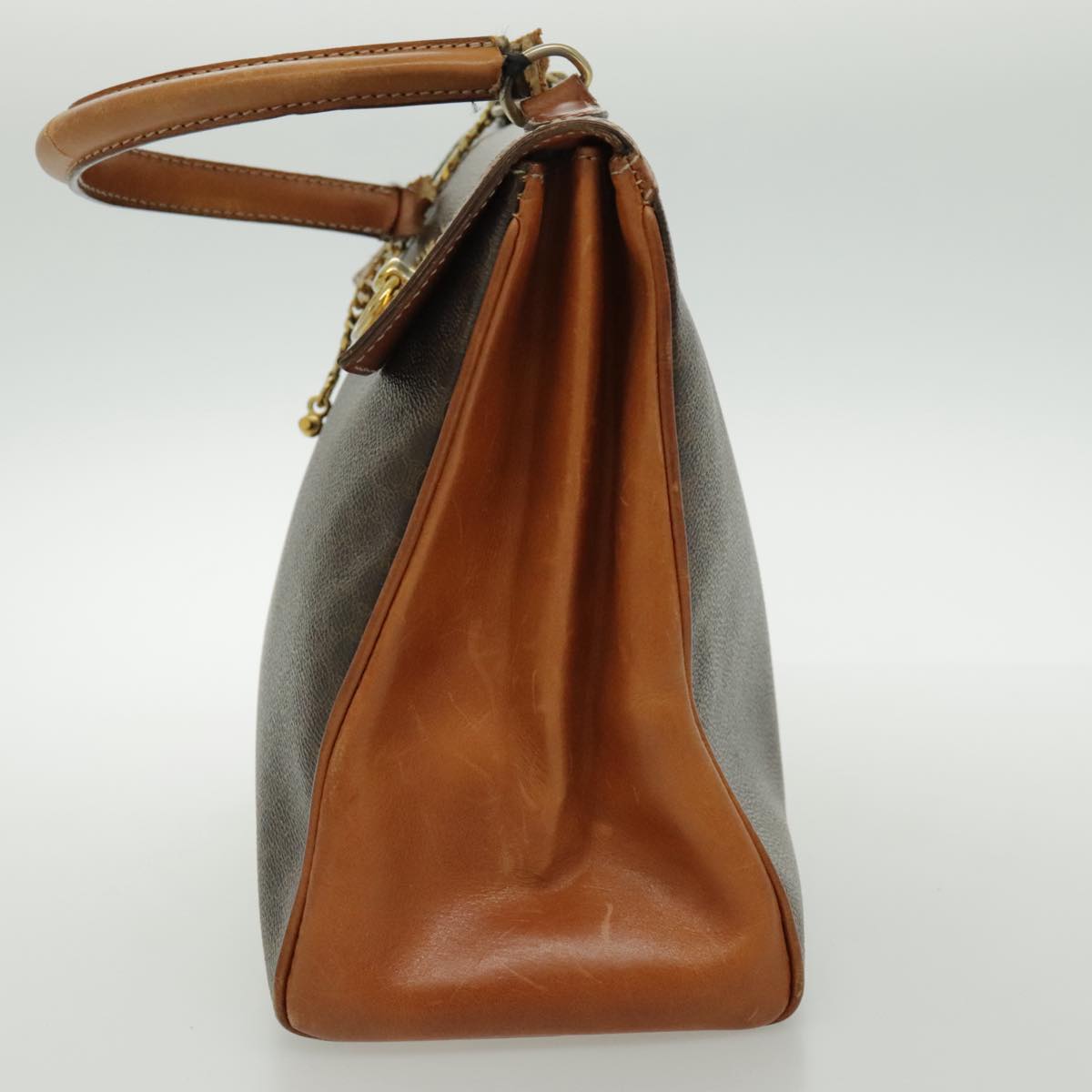 CELINE Macadam Canvas Hand Bag Coated Canvas Brown Auth yk15625