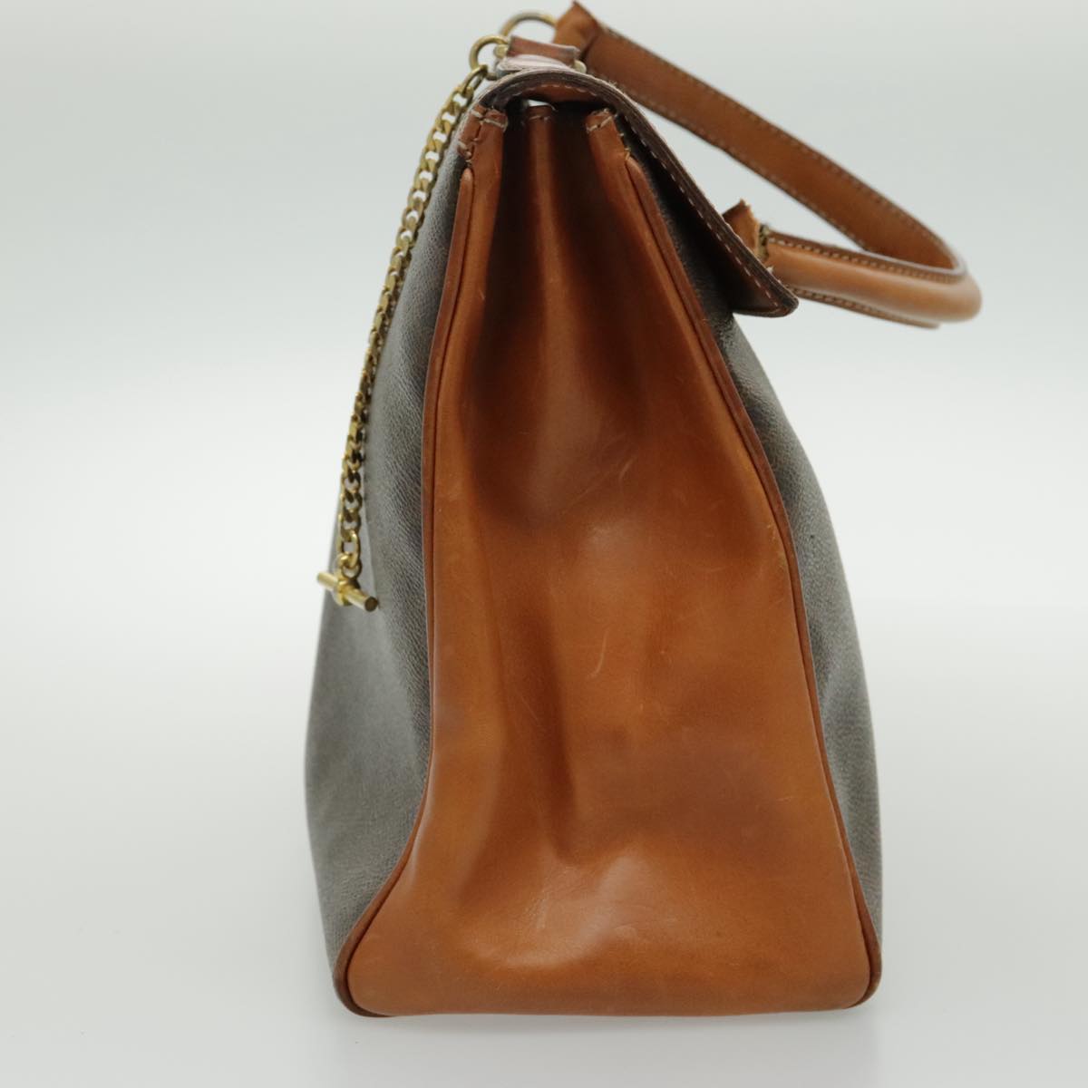 CELINE Macadam Canvas Hand Bag Coated Canvas Brown Auth yk15625