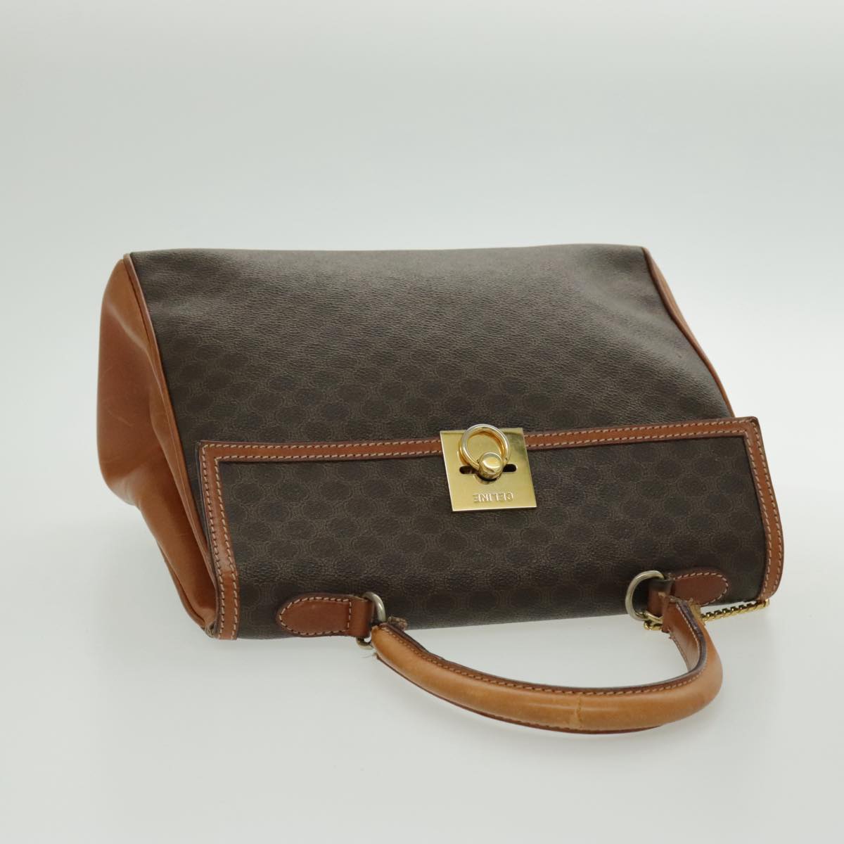 CELINE Macadam Canvas Hand Bag Coated Canvas Brown Auth yk15625