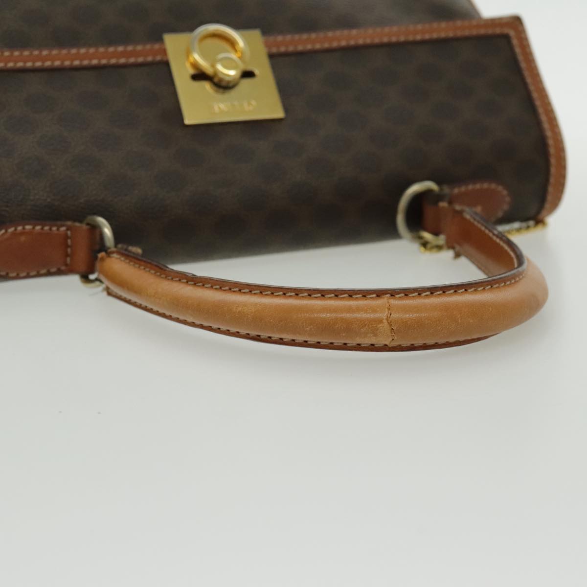 CELINE Macadam Canvas Hand Bag Coated Canvas Brown Auth yk15625