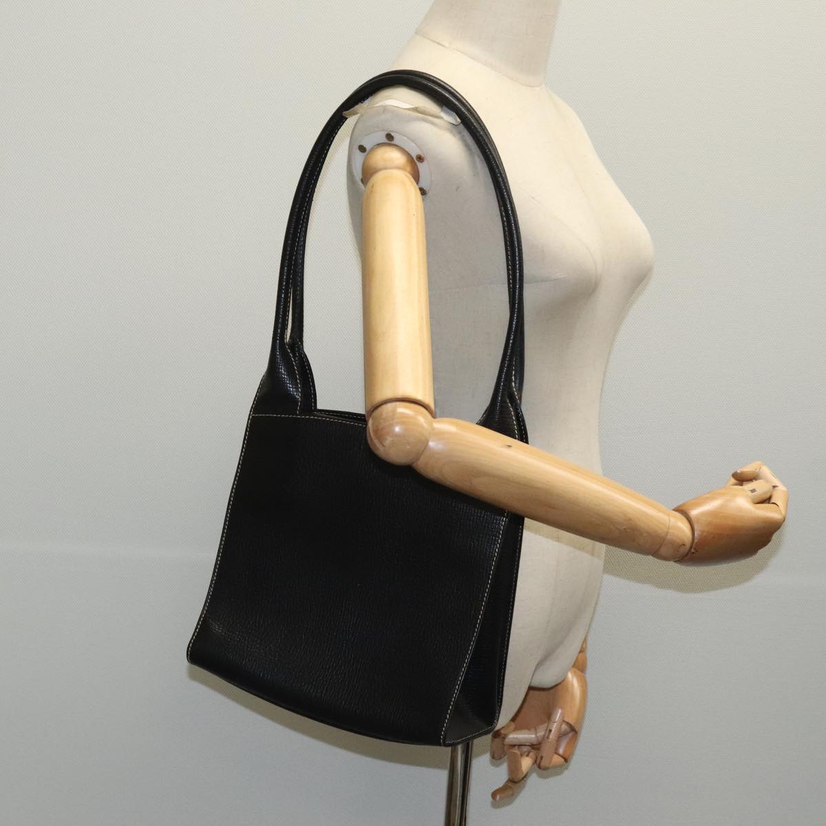 LOEWE Shoulder Bag Leather Black Auth yk15636