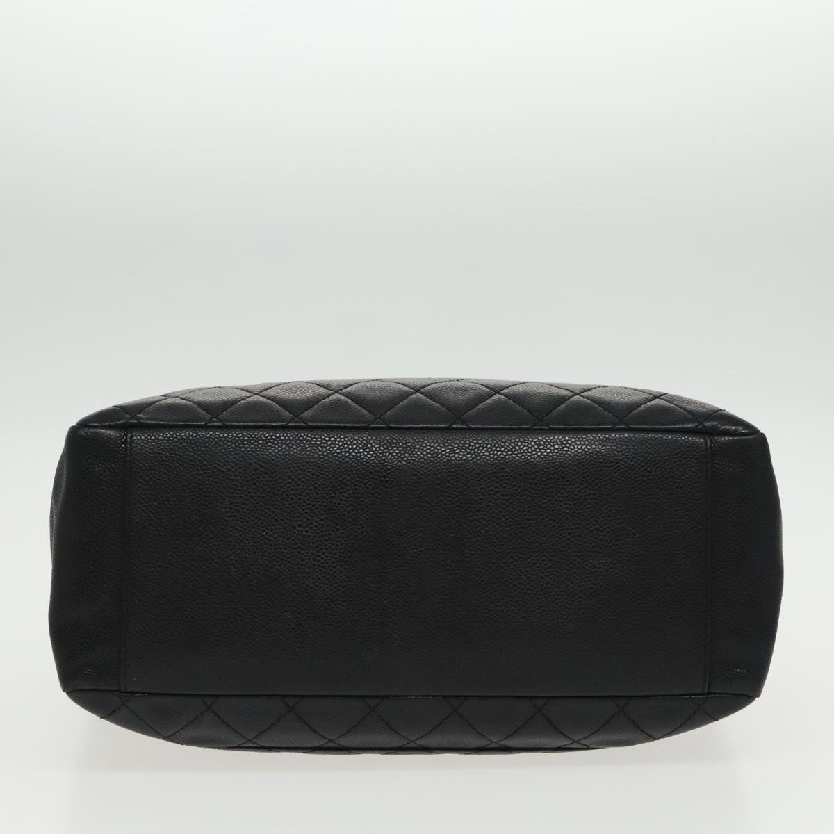 CHANEL Matelasse Chain Tote Bag Caviar Skin GST Black CC Auth yk15656M