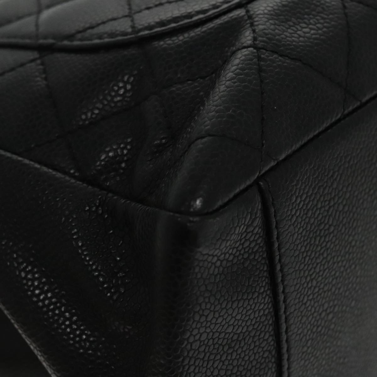 CHANEL Matelasse Chain Tote Bag Caviar Skin GST Black CC Auth yk15656M