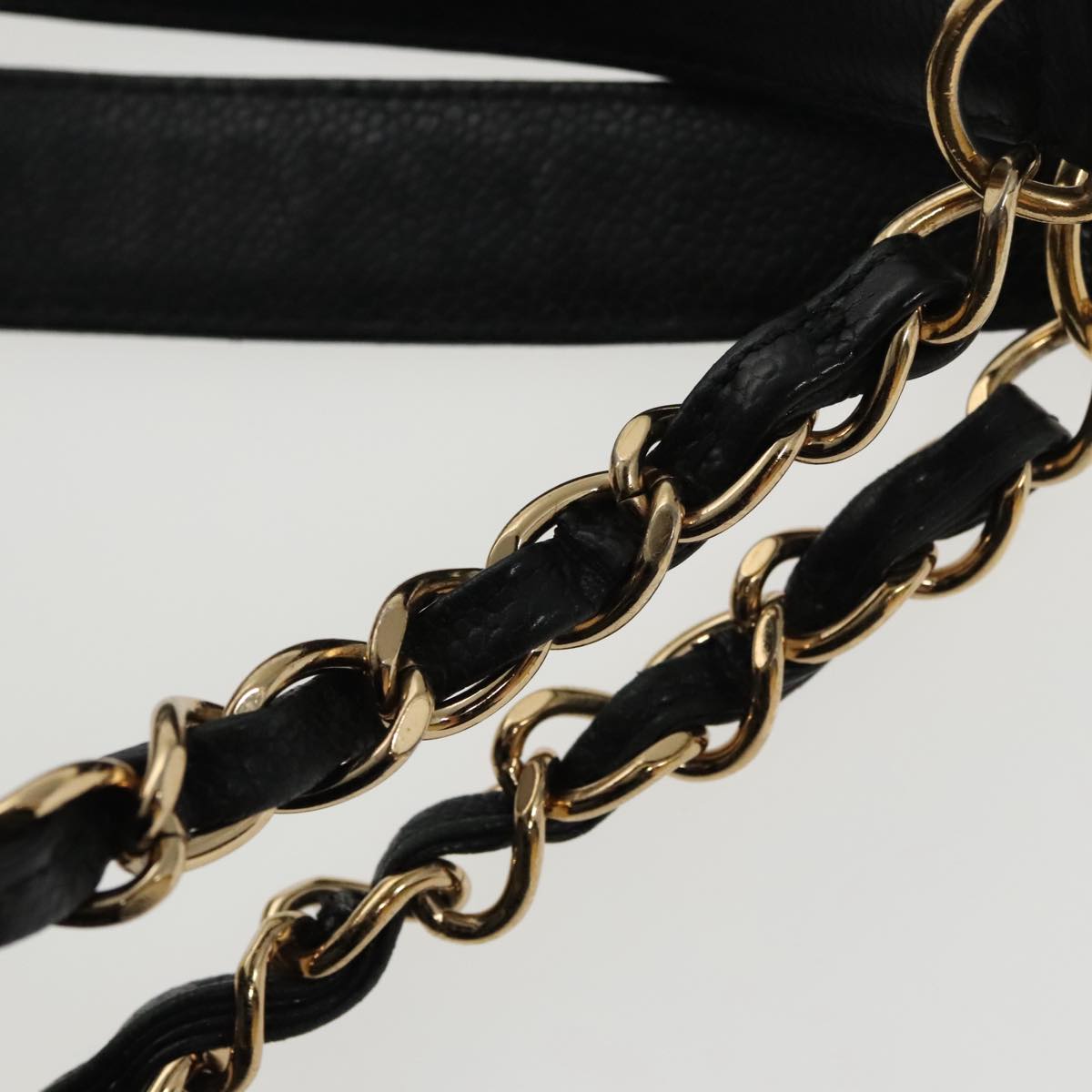 CHANEL Matelasse Chain Tote Bag Caviar Skin GST Black CC Auth yk15656M