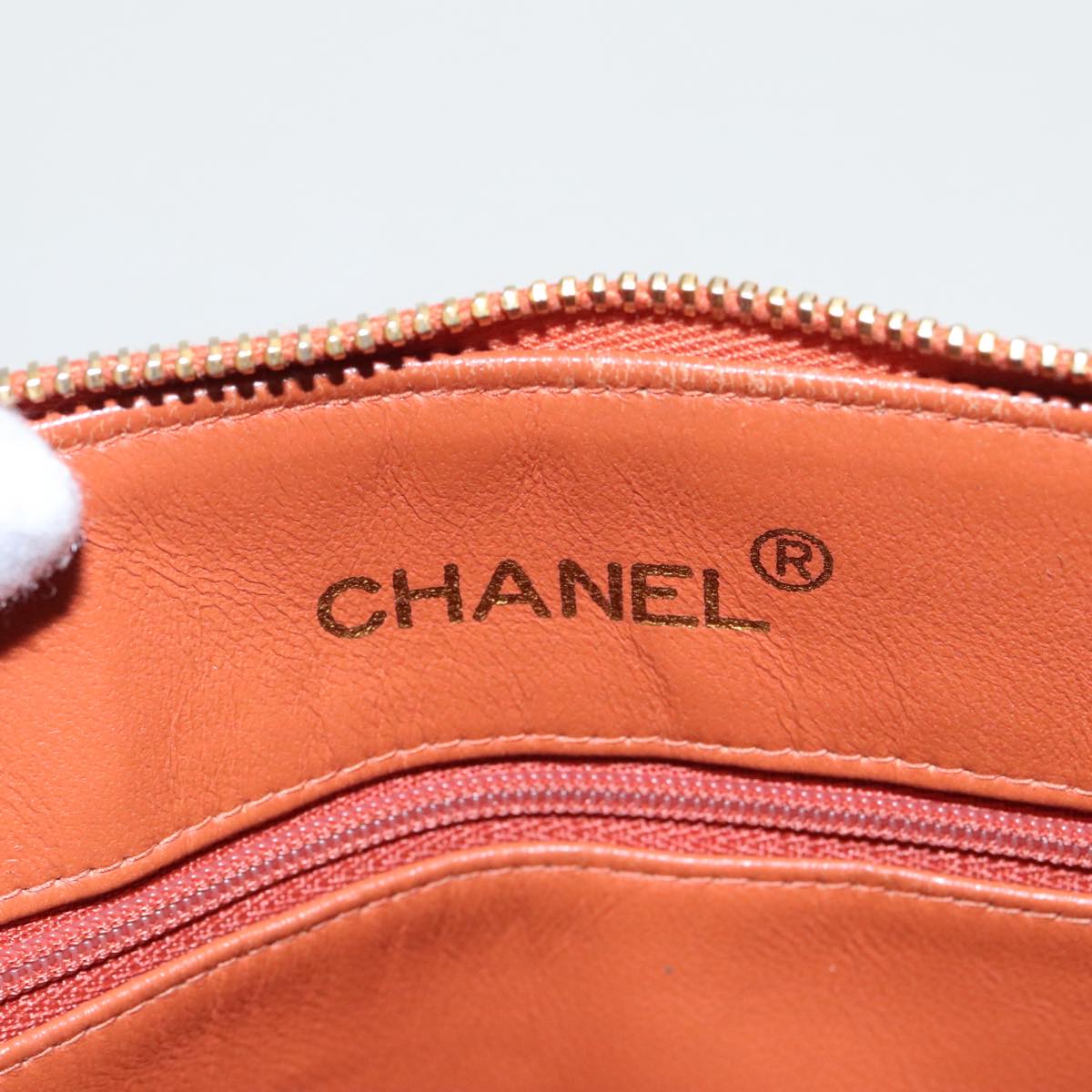 CHANEL Matelasse Chain Shoulder Bag Caviar Skin Orange Gold CC Auth yk15664V
