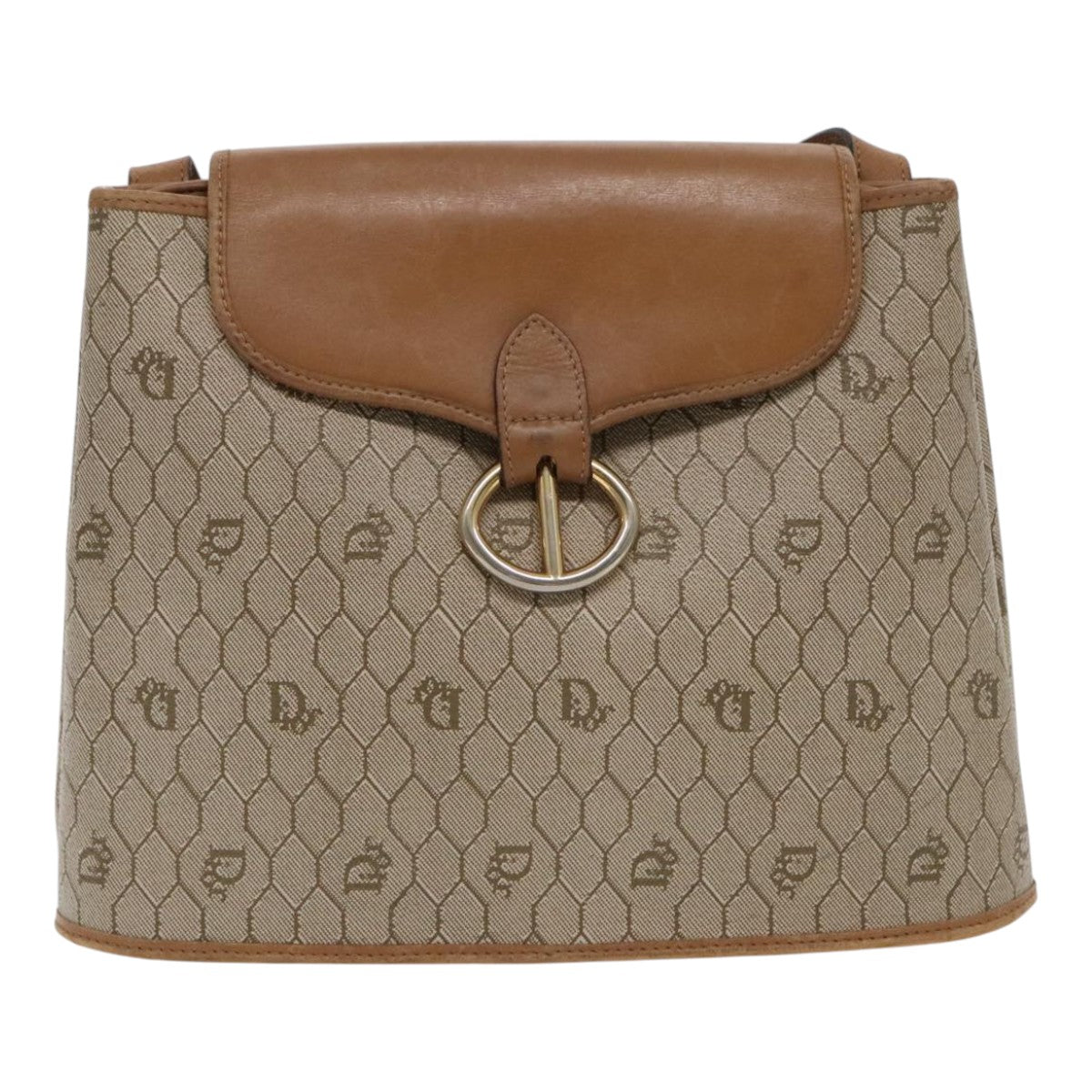 Christian Dior Honeycomb Shoulder Bag PVC Leather Beige Auth yk15668