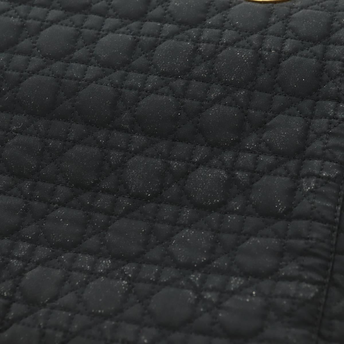 Christian Dior Canage Hand Bag Nylon Black Gold Auth yk15712