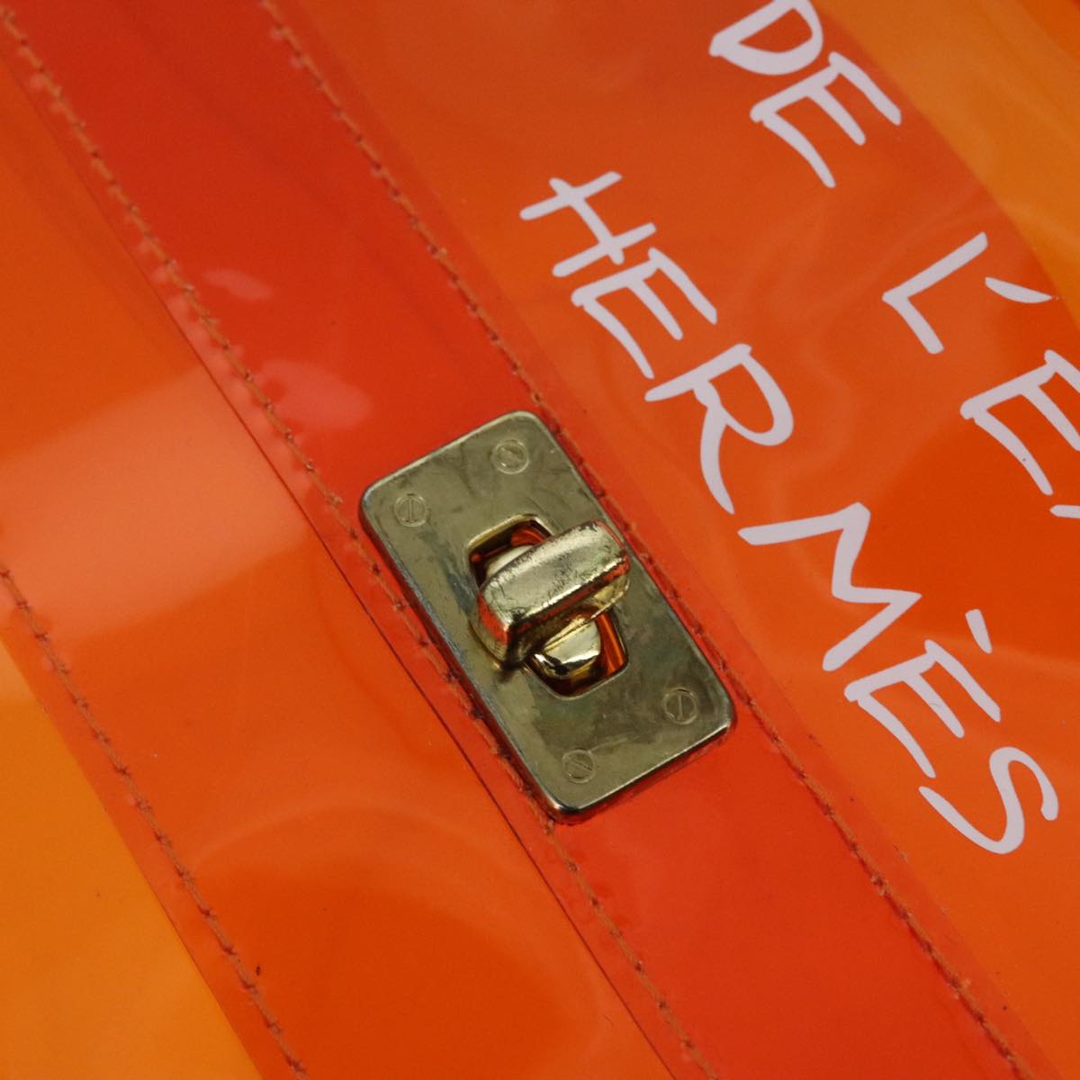 HERMES Vinyl Kelly Hand Bag Vinyl Orange Auth yk15754