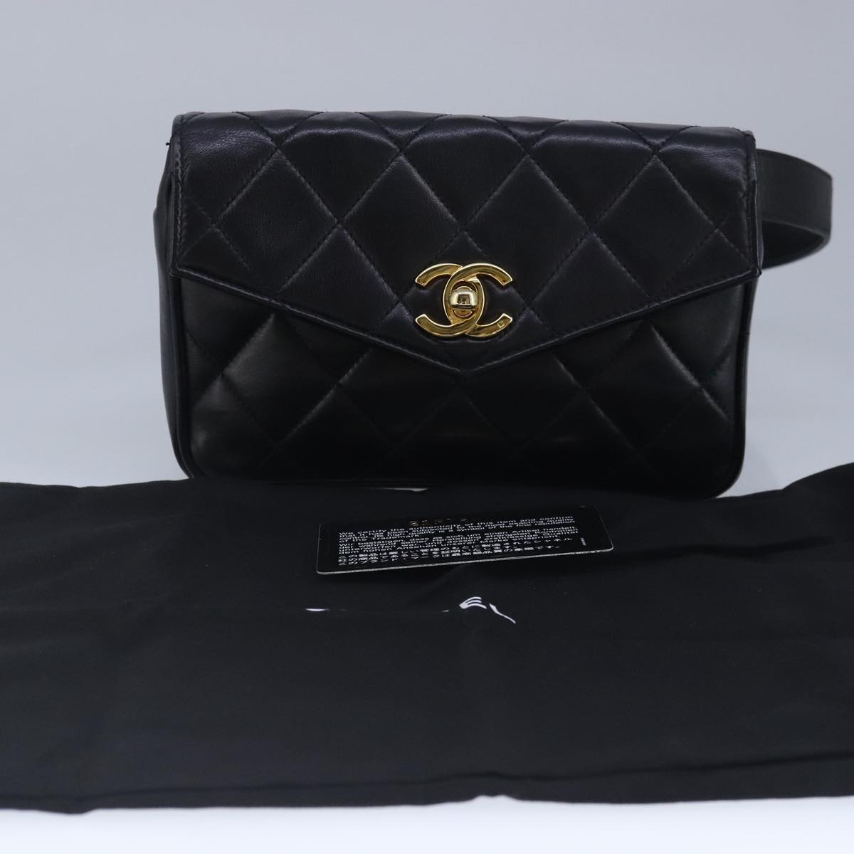 CHANEL Matelasse Waist bag Leather Black CC Auth yk15762