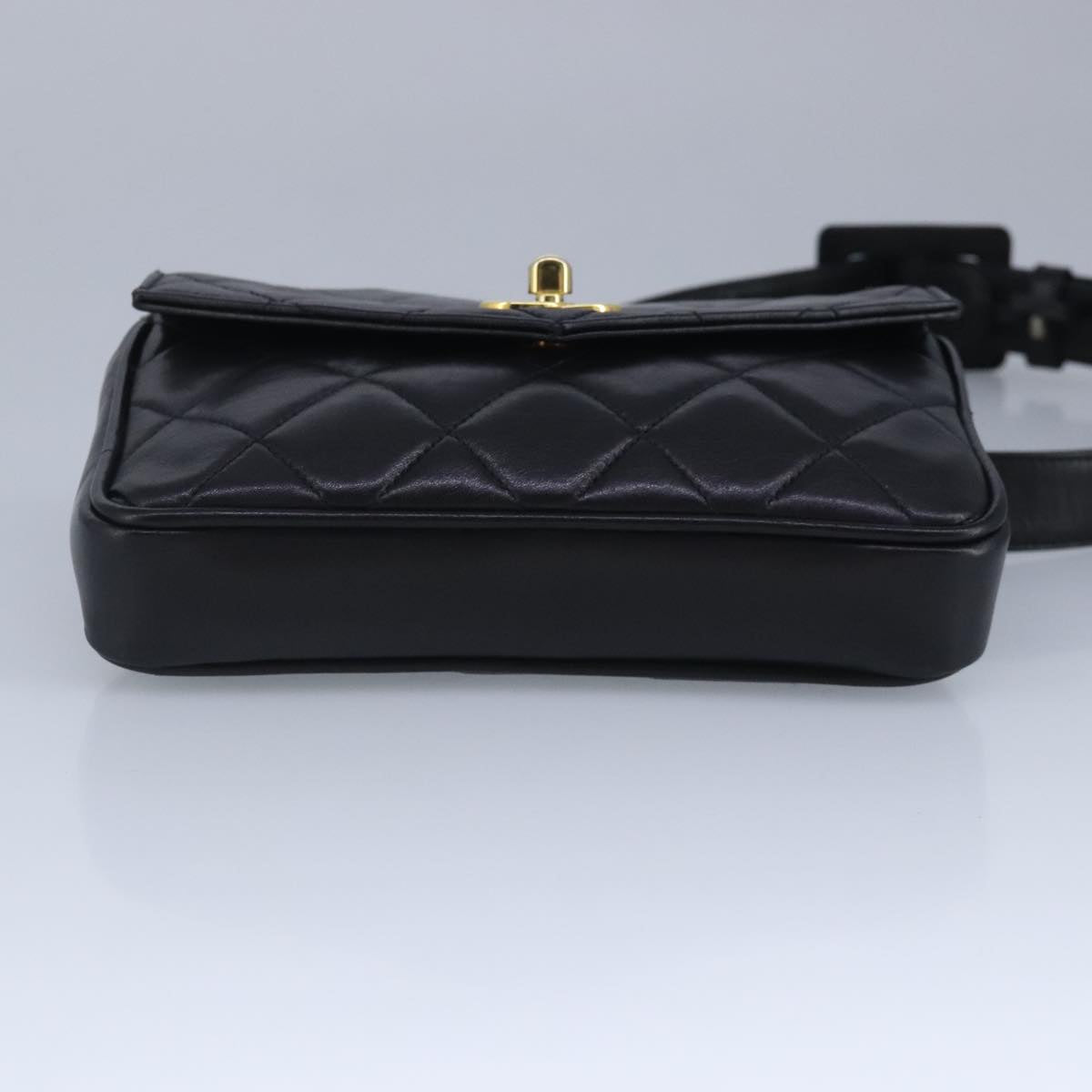 CHANEL Matelasse Waist bag Leather Black CC Auth yk15762